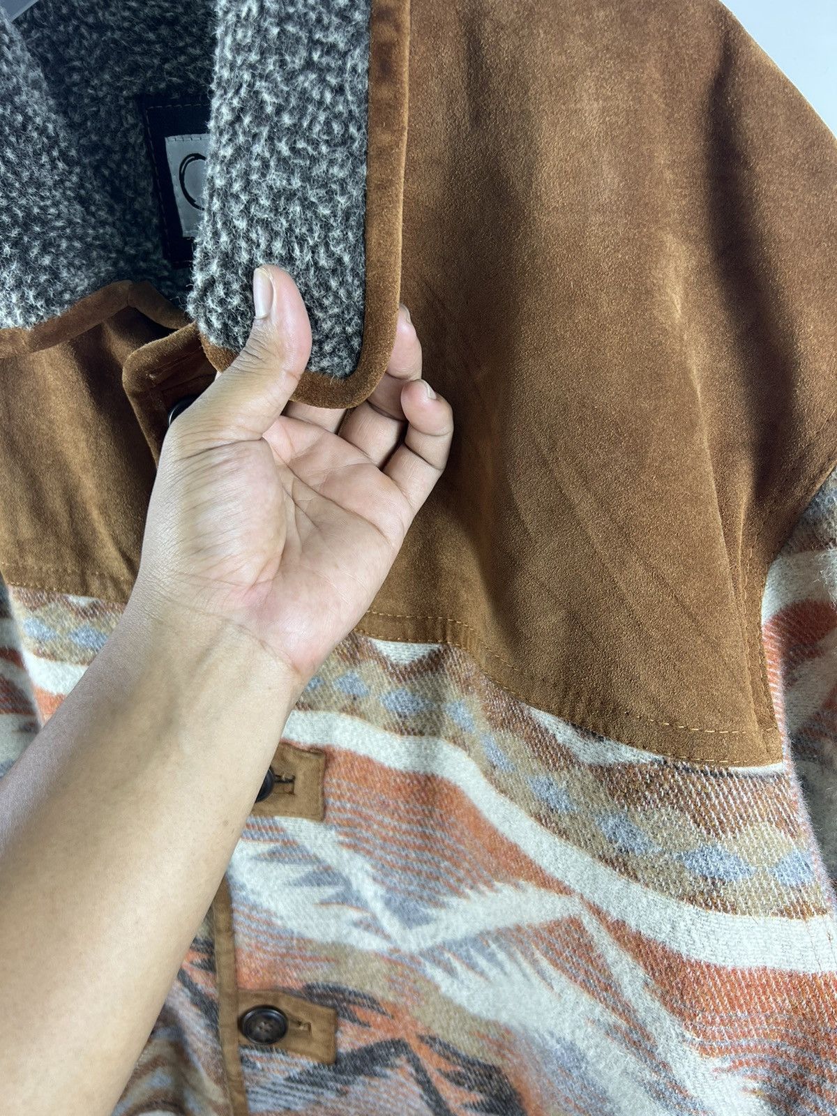 Other 🔥 Leather Part Itali navajo/native design Wool heavy Jacket Size US M / EU 48-50 / 2 - 5 Thumbnail