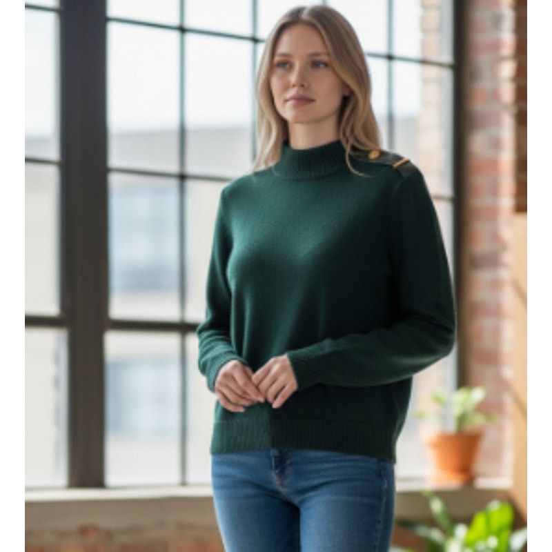 St. John VTG St John Dark Green Knit Sweater Leather Shoulder Size 14 Size XL / US 12-14 / IT 48-50 - 1 Thumbnail