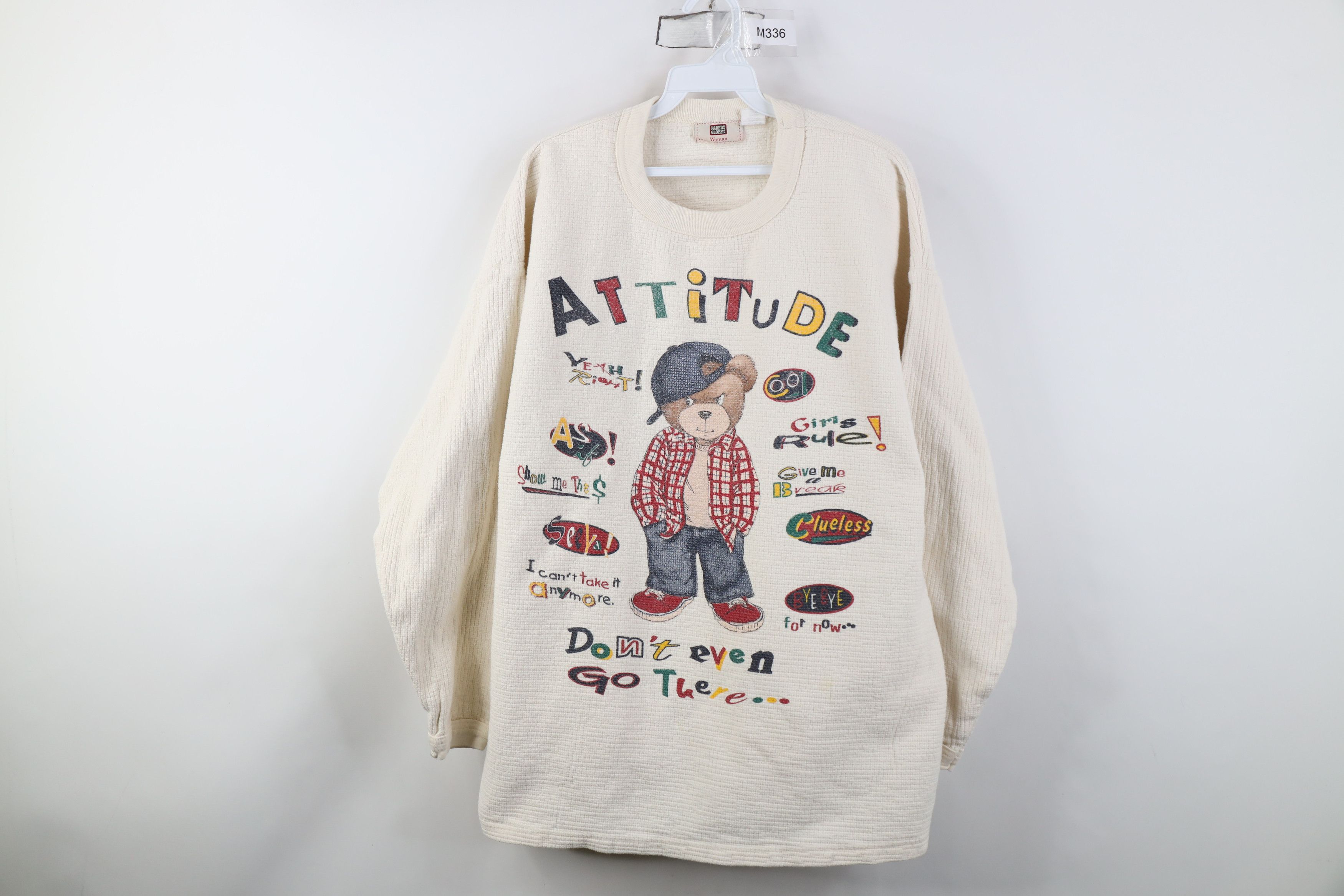 Vintage Vintage 90s Streetwear Teddy Bear Thermal Knit Sweater Size XL / US 12-14 / IT 48-50 - 1 Thumbnail