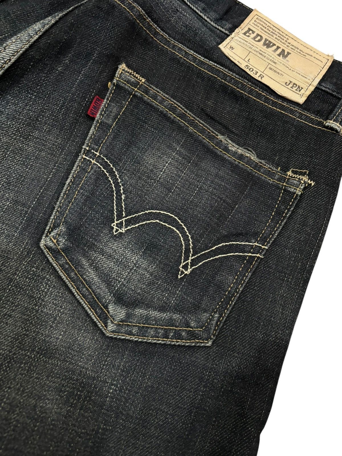 Edwin × Japanese Brand Vintage Y2k Edwin 503R Faded Straight Cut Jeans Size US 33 - 6 Thumbnail