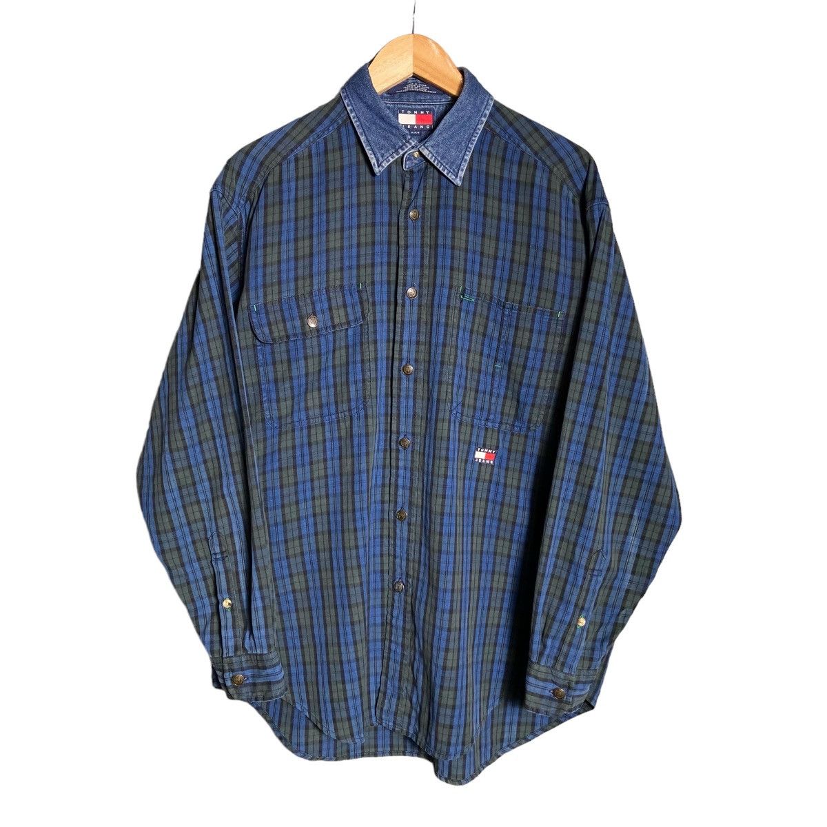 Tommy Hilfiger × Vintage Vintage 90s Tommy Hilfiger Jeans Flannel Jeans Collar Shirt Size US L / EU 52-54 / 3 - 1 Thumbnail