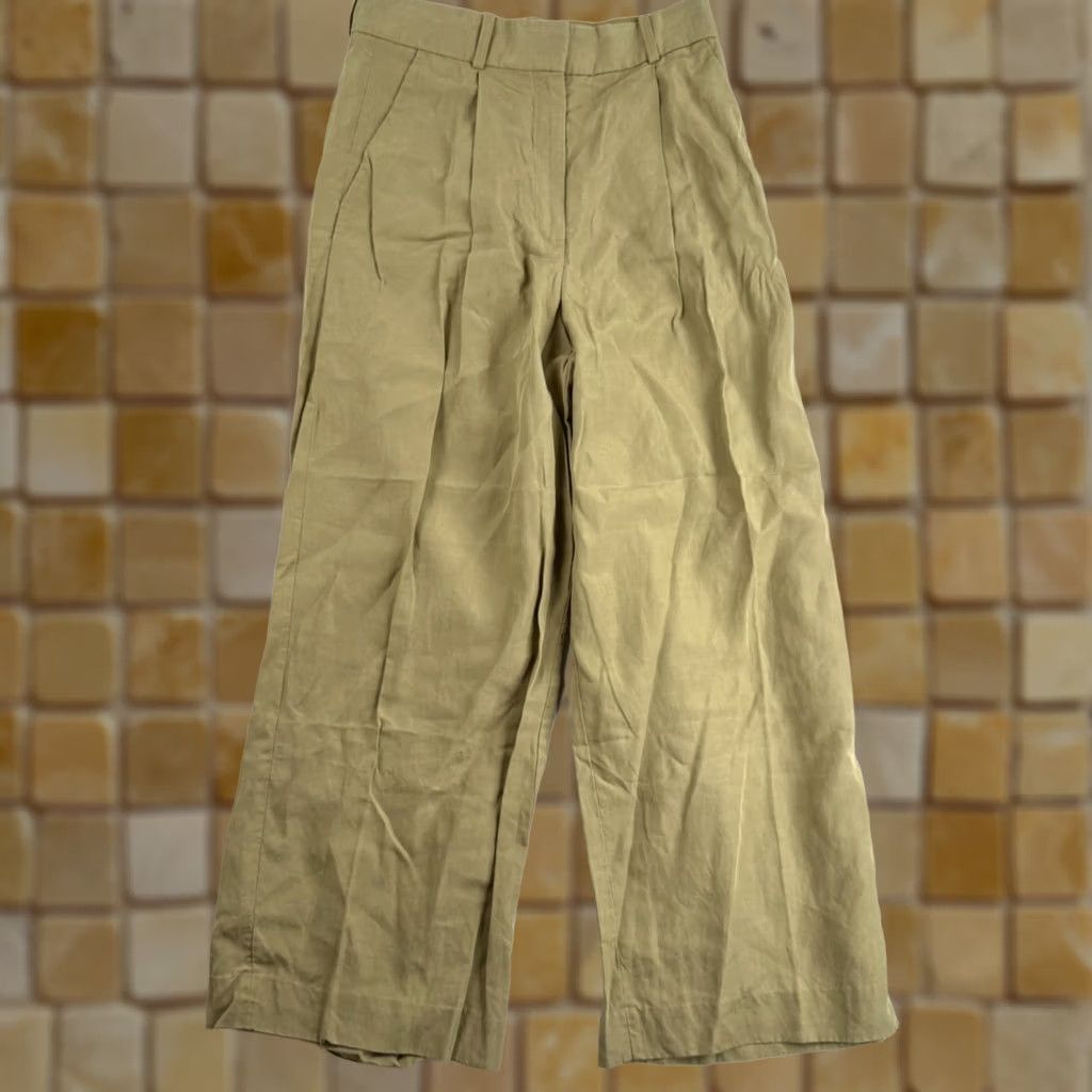 Cos COS Dress Pants Womens EU 40 Lyocell Linen Pleated Wide-Leg High Waist Beige Dress Pants Womens Regular XS-XL Size 27" / US 4 / IT 40 - 1 Thumbnail