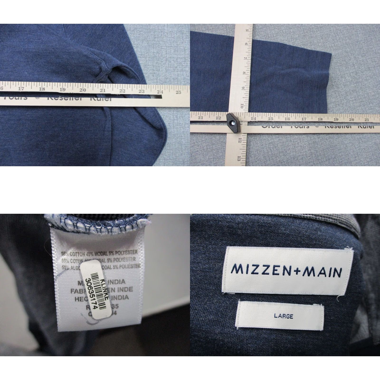 Mizzen+Main Mizzen+Main Sweater Men L Blue Pullover Fleece 1/4 Zip Zip Lightweight Casual Preppy Outdoor 90s (adjusted) Size US L / EU 52-54 / 3 - 8 Thumbnail