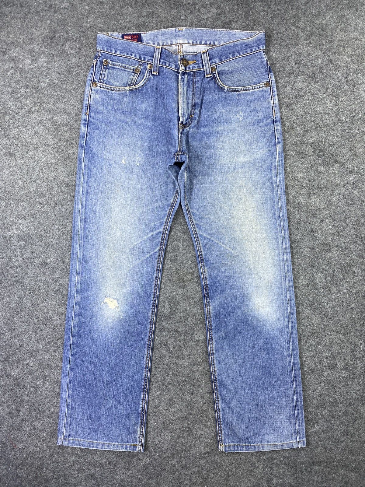 Edwin × Jean × Vintage Edwin 503zz Distress Blue Wash Jeans - J970 Size US 34 / EU 50 - 1 Thumbnail