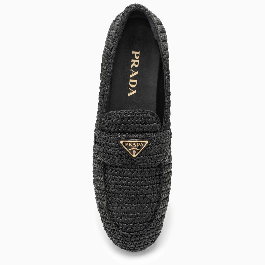 Prada o1d2blof0924 Logo Loafers in Black Size US 6 / IT 36 - 3 Thumbnail