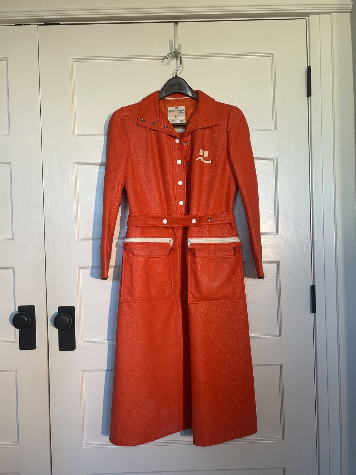 Courreges Courreges Paris Orange Vinyl Trench Coat Size XS / US 0-2 / IT 36-38 - 1 Thumbnail