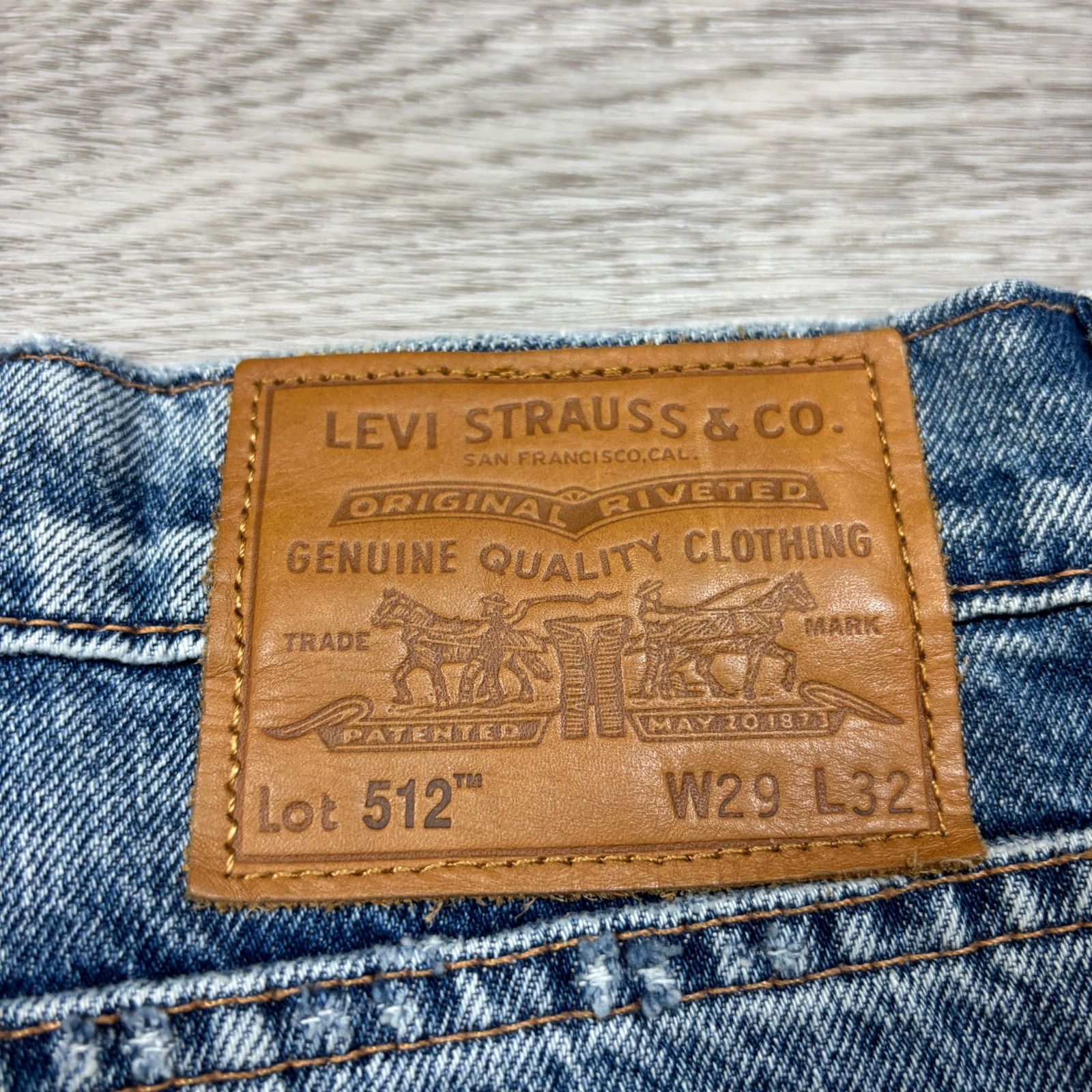 Levi's Levi's Premium 512 Slim Taper Fit Patched Big E Jeans 29x29 Size US 29 - 6 Thumbnail