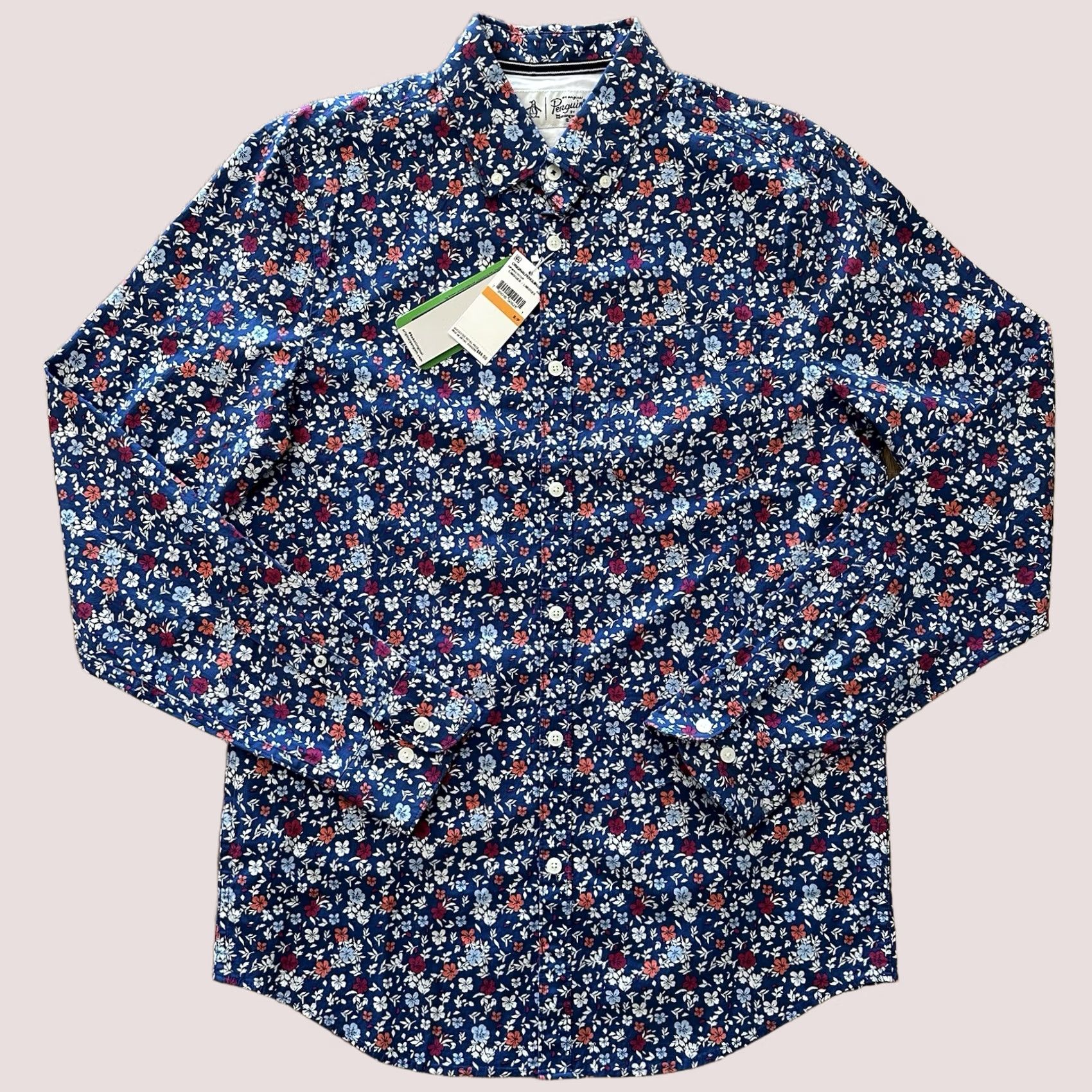 Original Penguin Original Penguin Shirt S Blue Floral Button-Down Mens EcoVero Limoges Short Sleeve Stretch Made in Indonesia Size US S / EU 44-46 / 1 - 1 Thumbnail