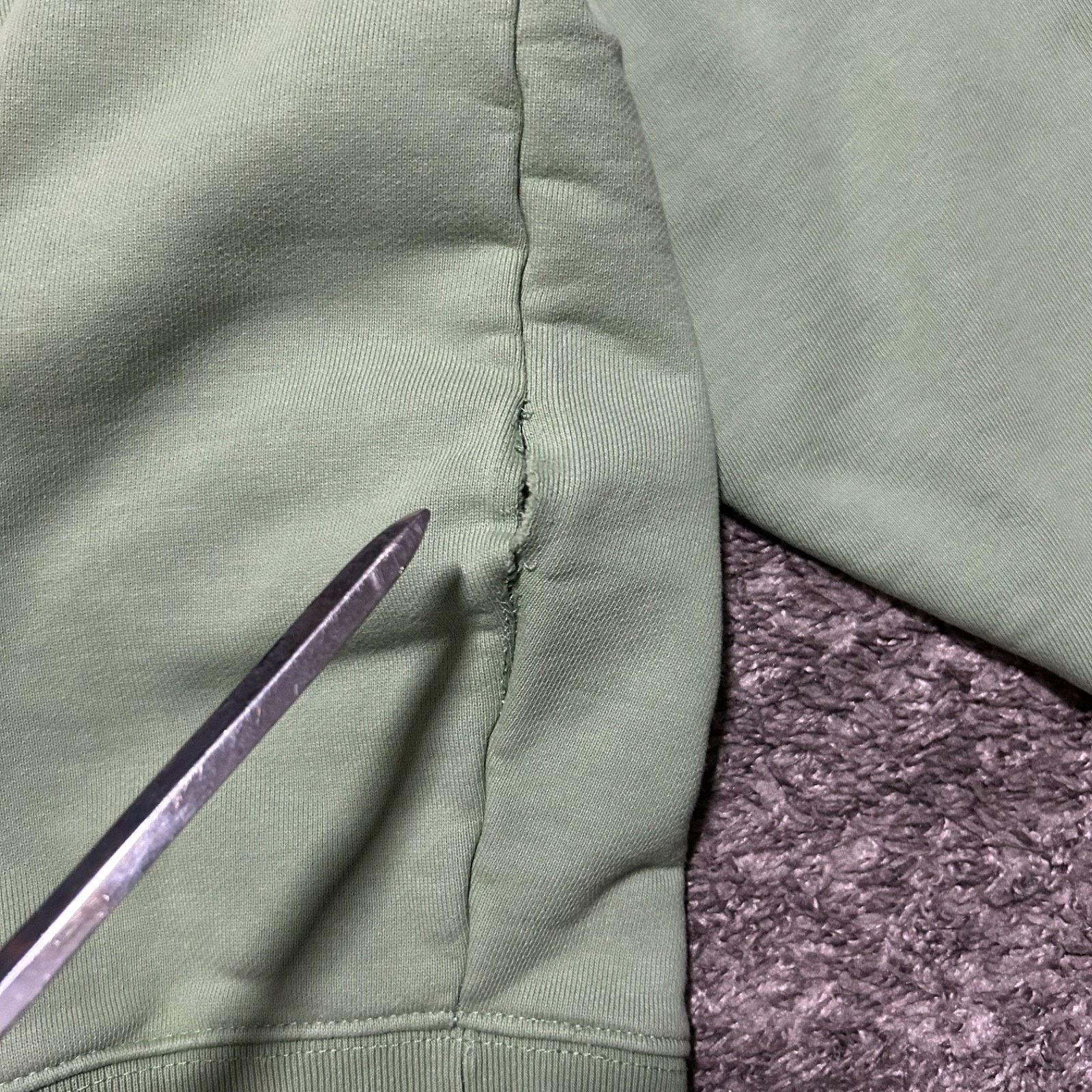 Vintage Thrashed Sweatshirt Pullover Heavy Cotton Faded Green y2k Size ONE SIZE - 3 Thumbnail