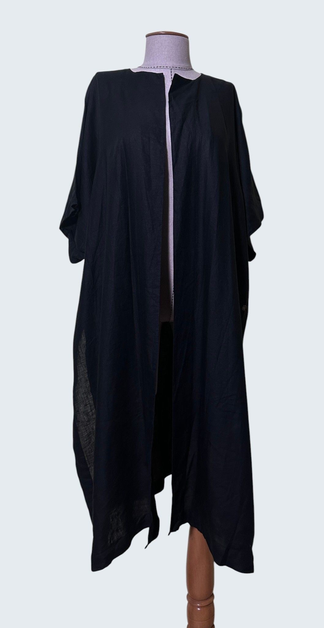 Aigner Aigner Black Linen Kimono Jacket Cloak Size ONE SIZE - 1 Thumbnail