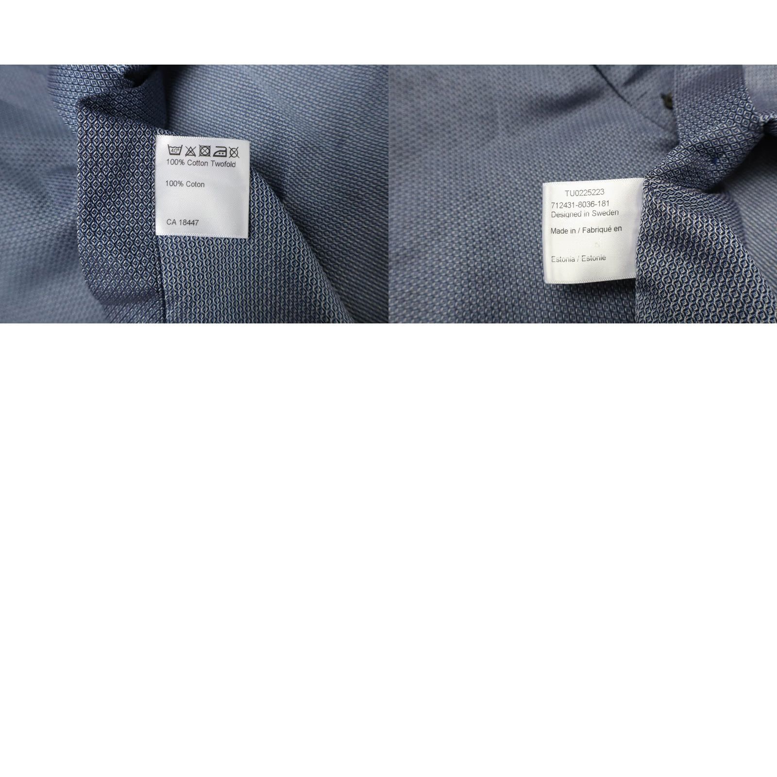 Vintage STENSTROMS Slimline Shirt Men's Blue Patterned 17/43 Cotton Size US XL / EU 56 / 4 - 8 Thumbnail
