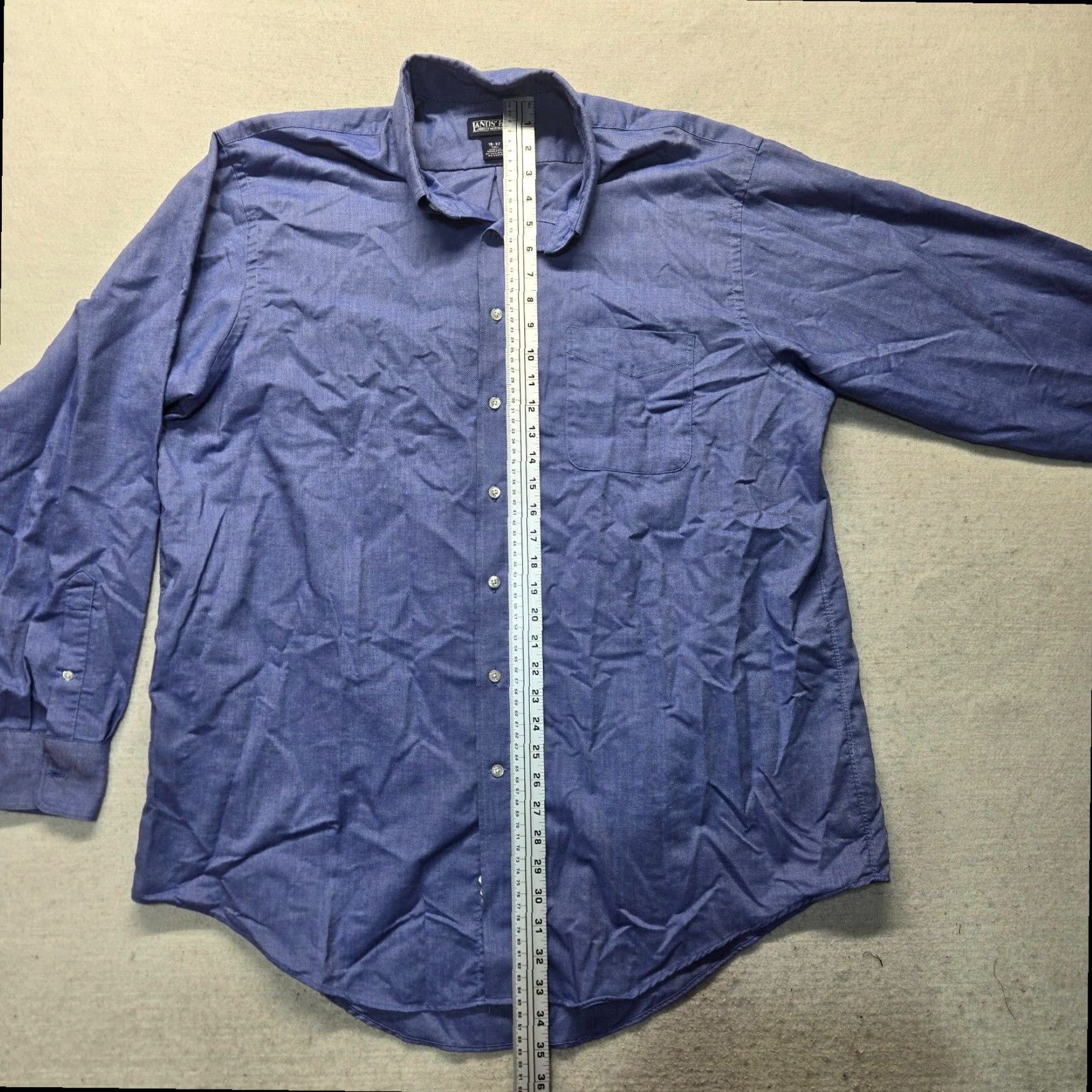 Lands' End Lands End Solid Blue Long Sleeve Button Up Mens Big Tall Shirt Adult Size 18 36 Size US XXL / EU 58 / 5 - 6 Thumbnail