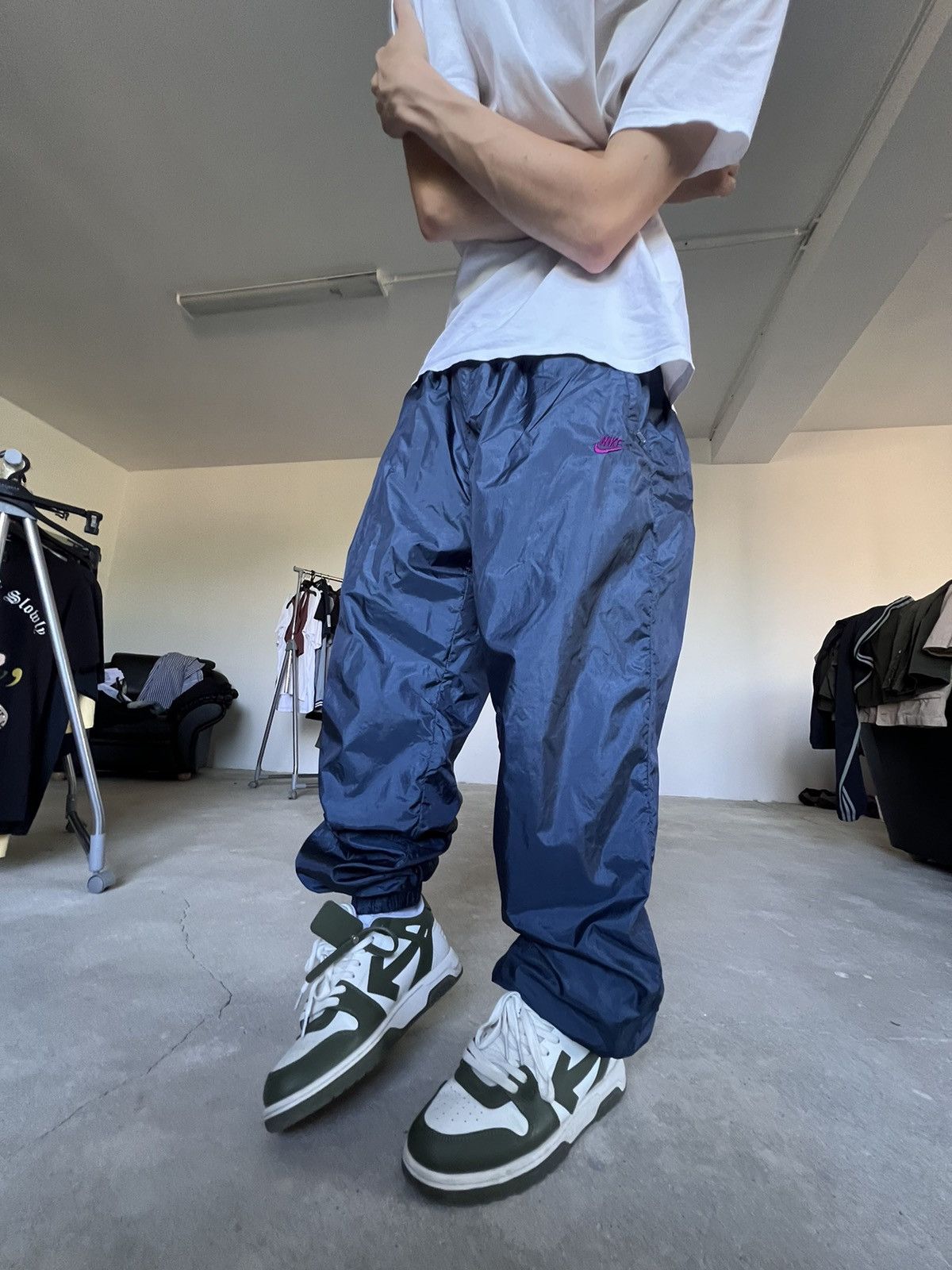 Nike × Vintage Vintage Nike track pants blue buggy Size US 34 / EU 50 - 1 Thumbnail