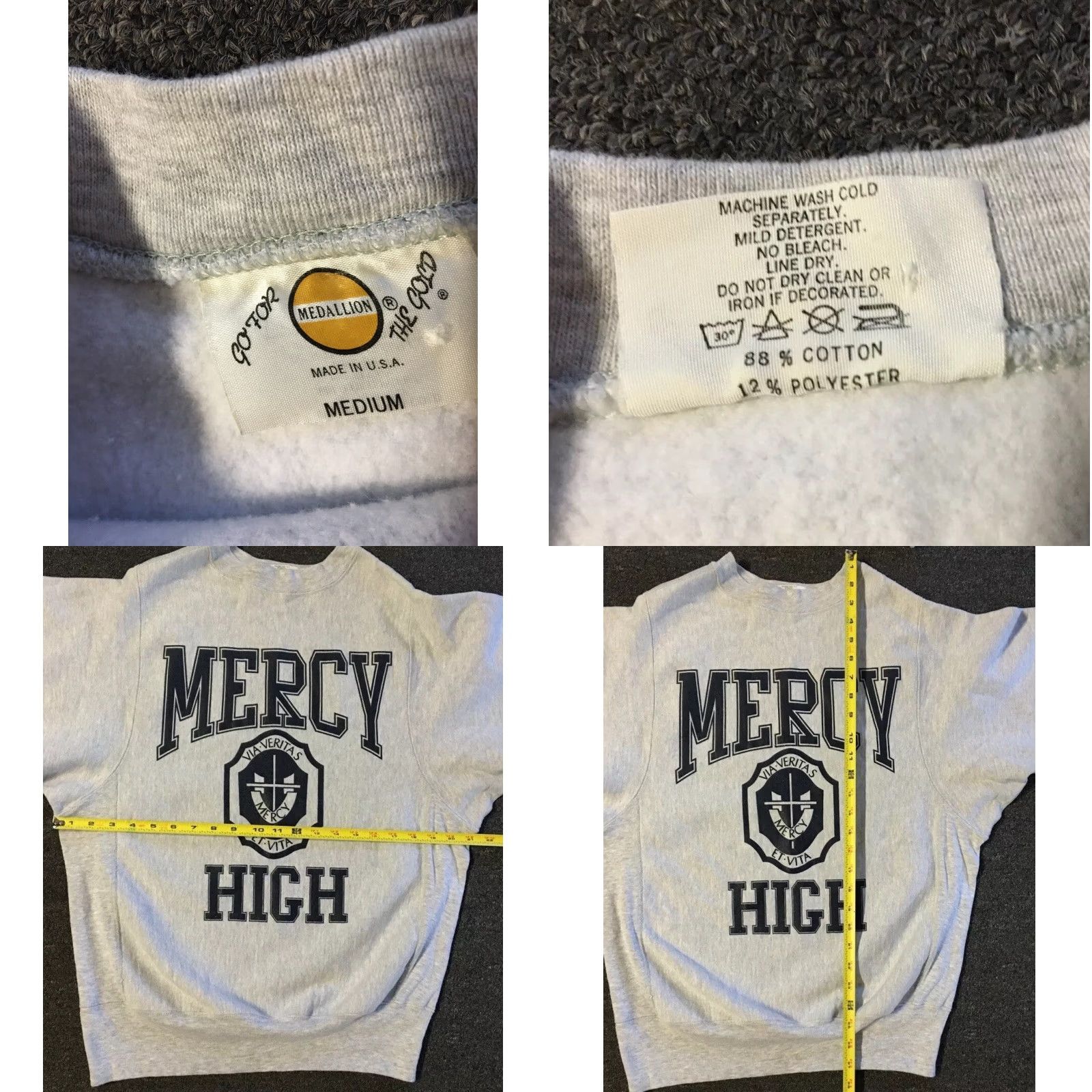 Vintage VINTAGE Our Lady Of Mercy High School Hoodie M Gray 80s 90s Grunge Reverse Weave Pullover Mens Track Sports University USA Rochester College Size US M / EU 48-50 / 2 - 8 Thumbnail