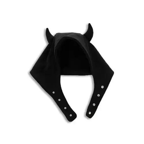 Other Devil Horns Fuzzy Ears Fleece Hat Black Color Size ONE SIZE - 3 Thumbnail