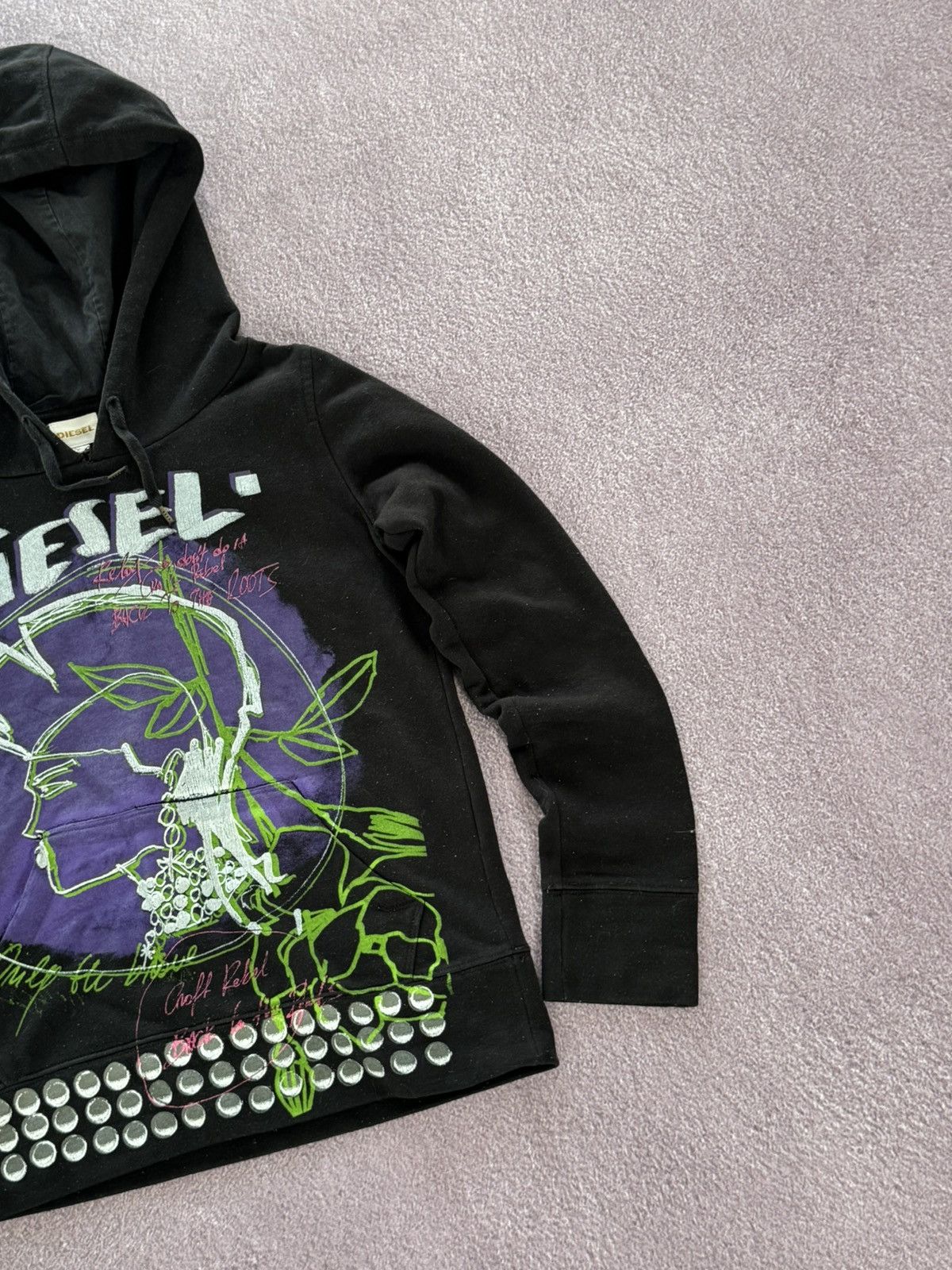 Diesel Diesel 00s Crazy Print Grunge Vibe Y2K Hoodie - Japanese Size S / US 4 / IT 40 - 5 Thumbnail