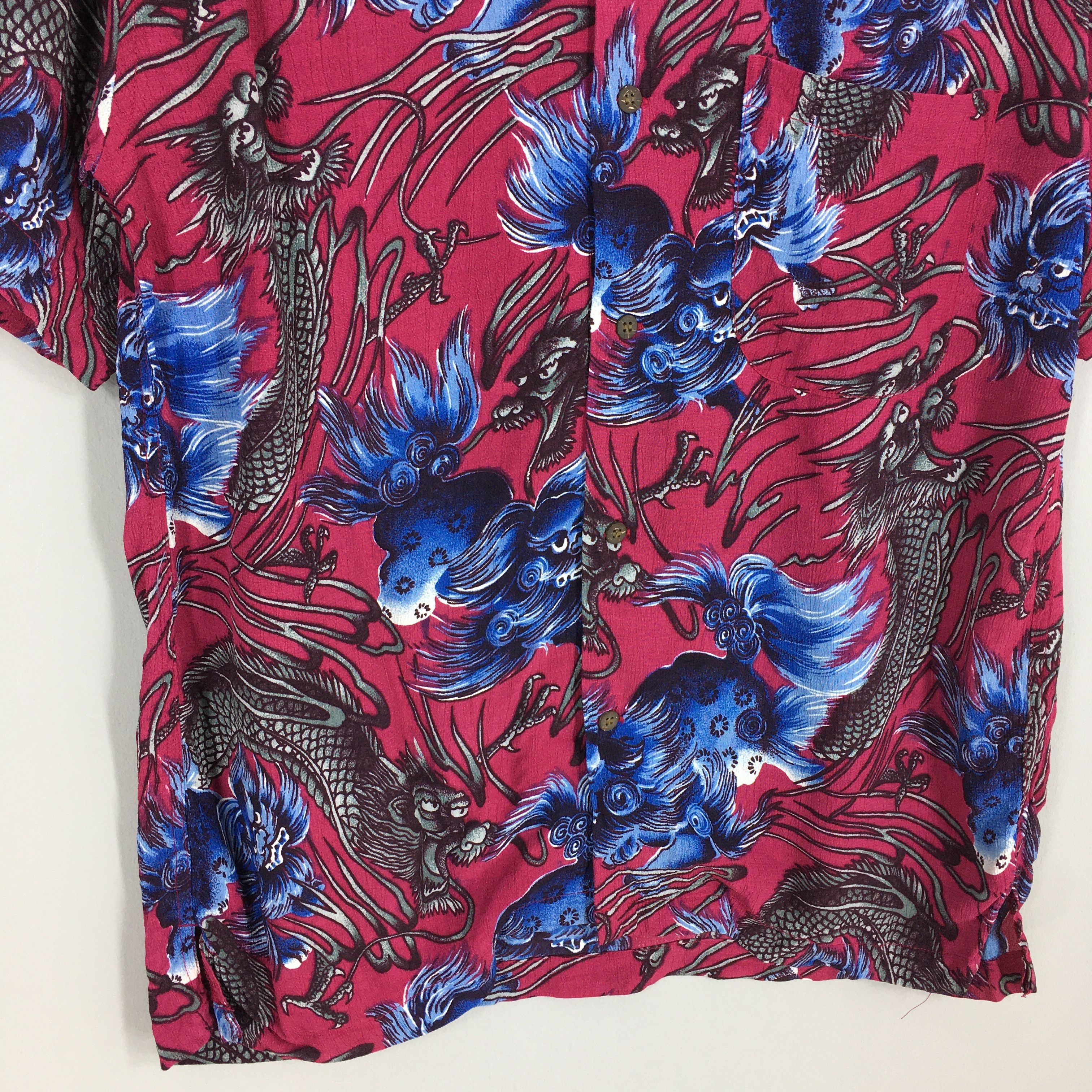 Japanese Brand × Vintage Vintage 1980s Hawaiian Japanese Thunder God Raijin Rayon Size US M / EU 48-50 / 2 - 4 Thumbnail