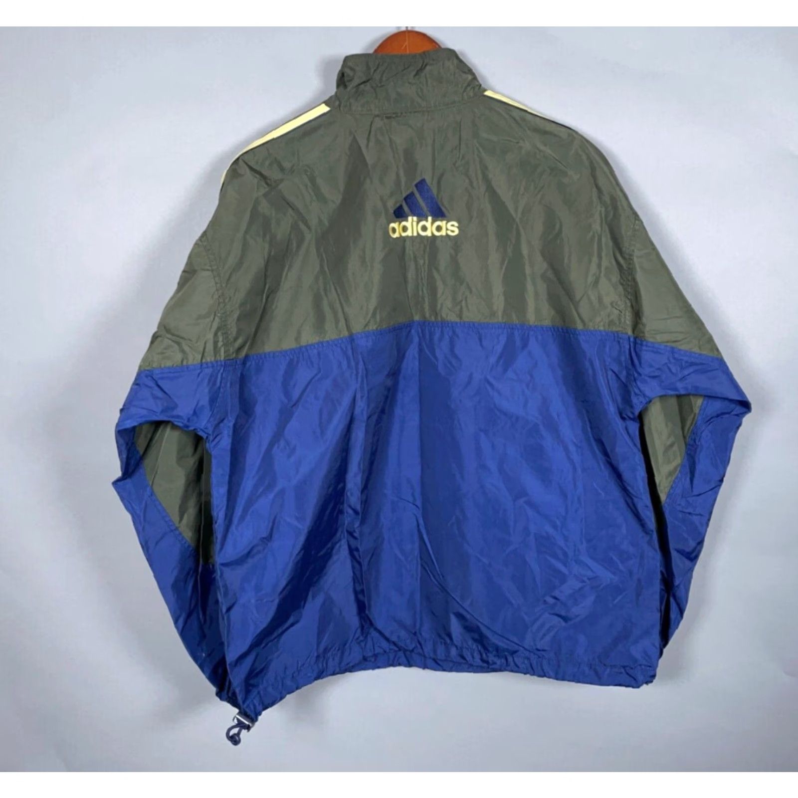 Adidas VINTAGE adidas Windbreaker Jacket Men Medium Blue Olive Green Striped 90s Retro Casual Size US M / EU 48-50 / 2 - 3 Thumbnail