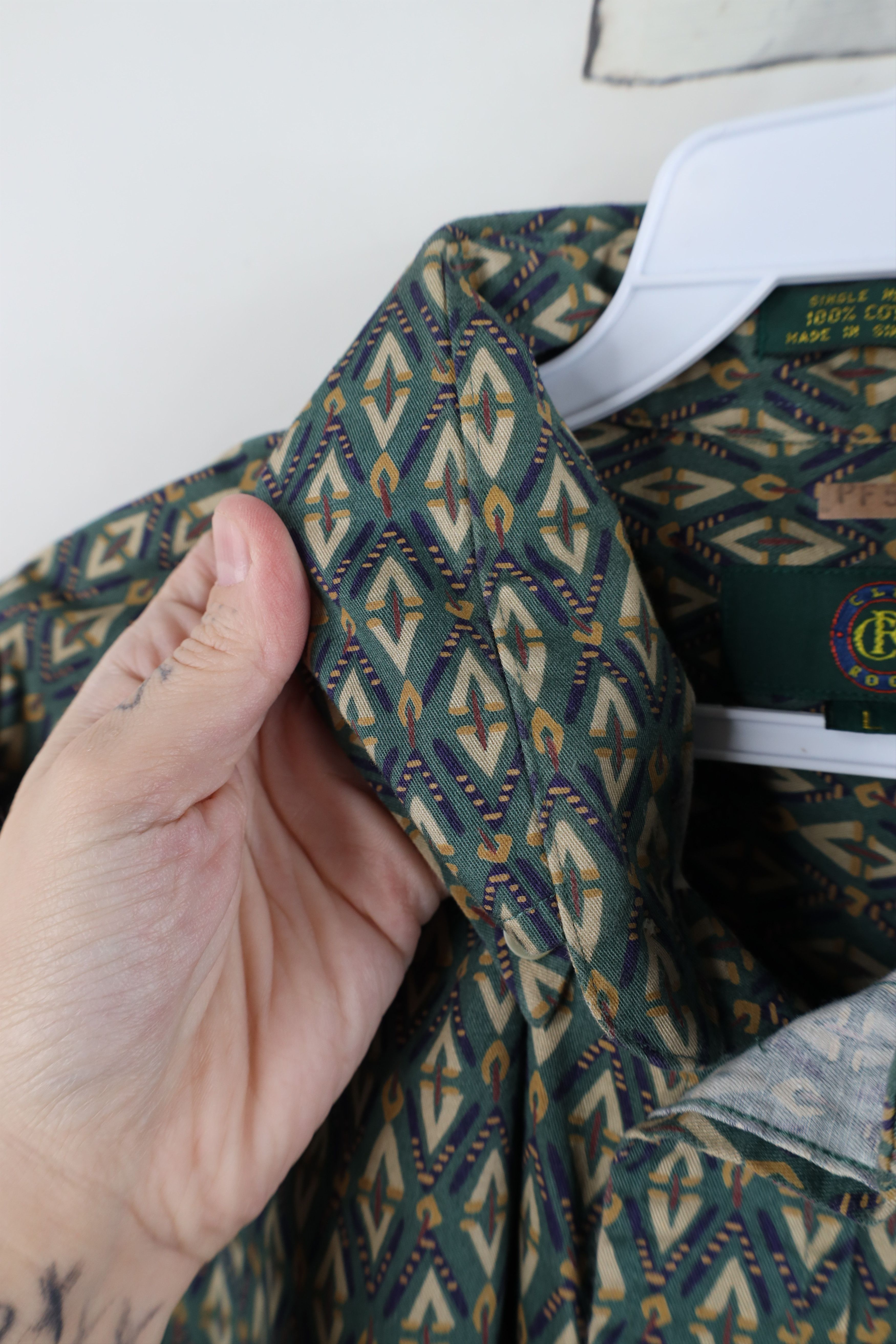Vintage Vintage 90s Streetwear Collared Button Down Shirt Green Size US L / EU 52-54 / 3 - 6 Thumbnail