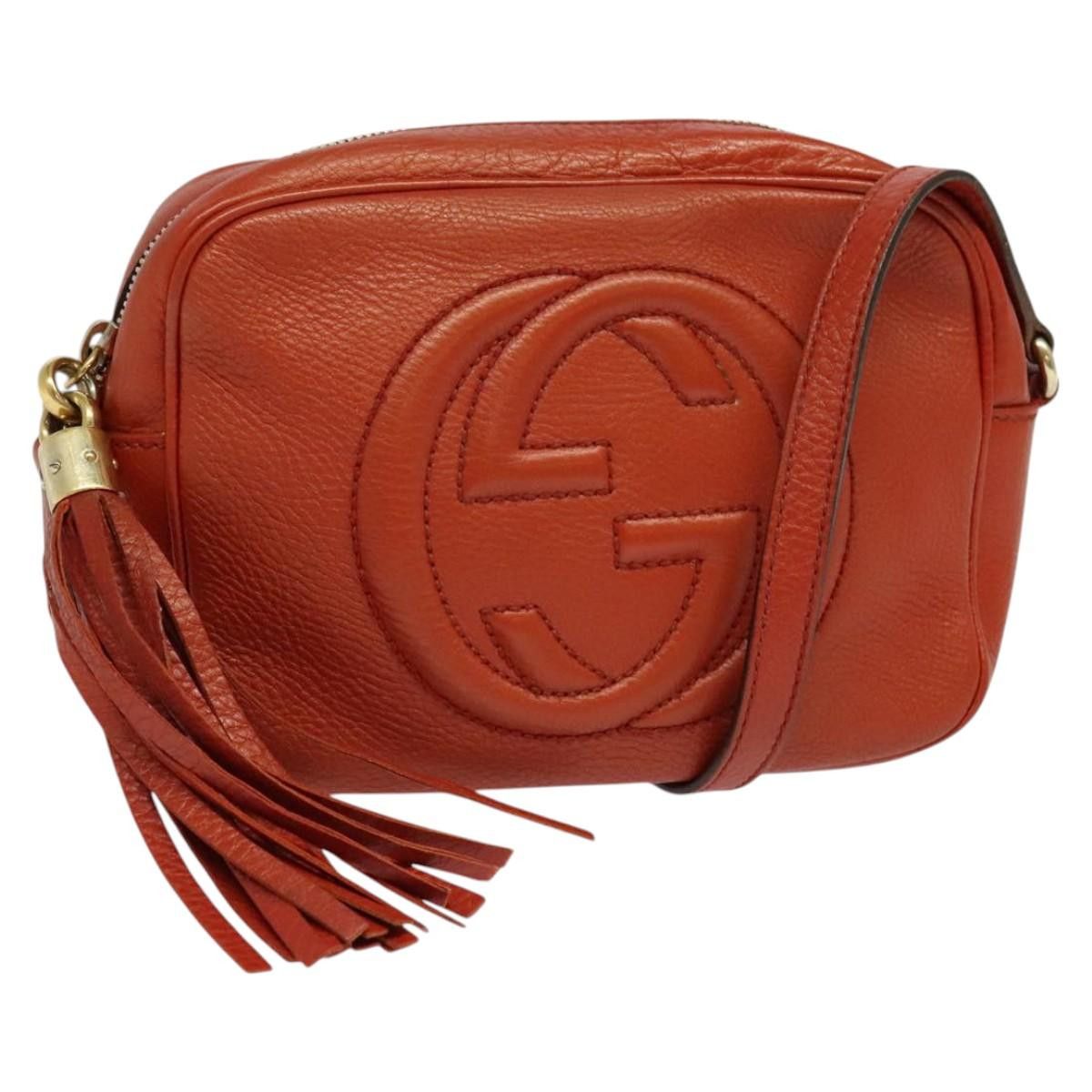 Gucci Soho Shoulder Bag Leather Orange Gold, Women's