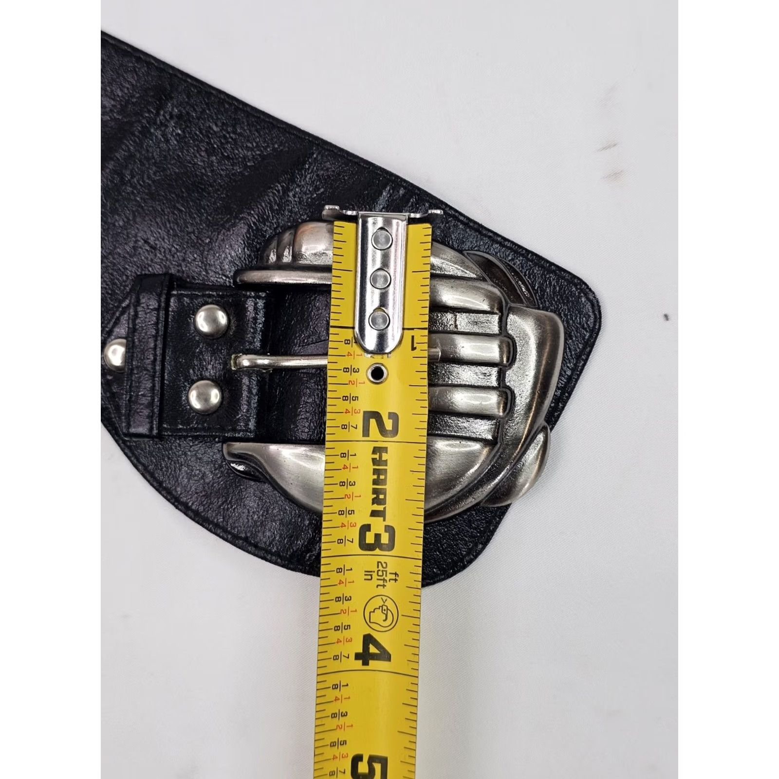Vintage Vtg Alamo Belt Roller Buckle Black ML Size 31"–37" Womens Faux Leather Studded Floral Stamped Classic 90s Style Size ONE SIZE - 3 Thumbnail