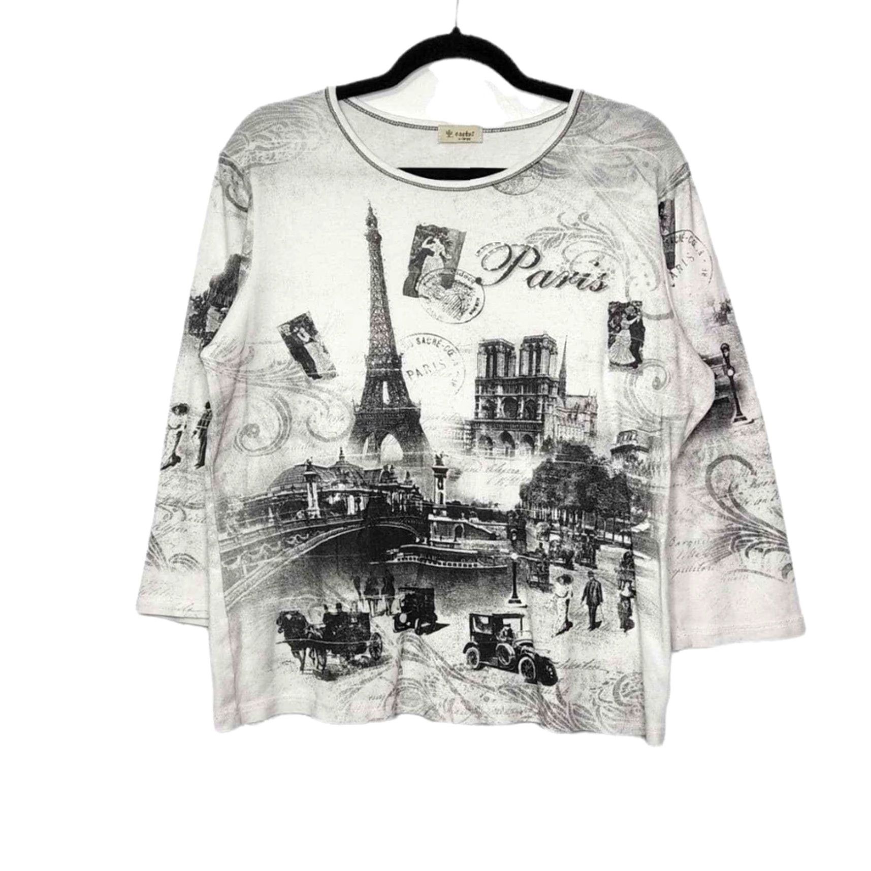 Vintage VINTAGE Y2K Paris All Over Art Sketch Collage 3/4 Sleeve Shirt Top VTG Artist Unisex Adults XL White Cactus Shirt Mens Girls Womens Size XL / US 12-14 / IT 48-50 - 2 Thumbnail