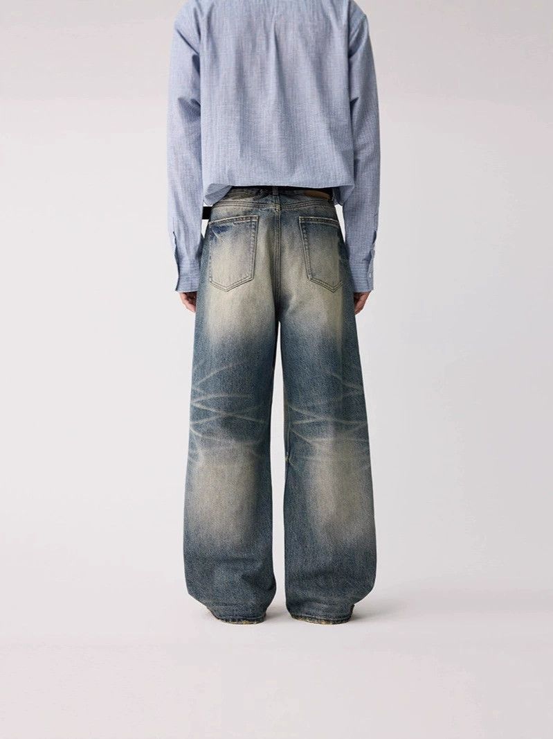 Vintage Men's High-Street Washed & Distressed Whiskered Jeans Size US 32 / EU 48 - 4 Thumbnail
