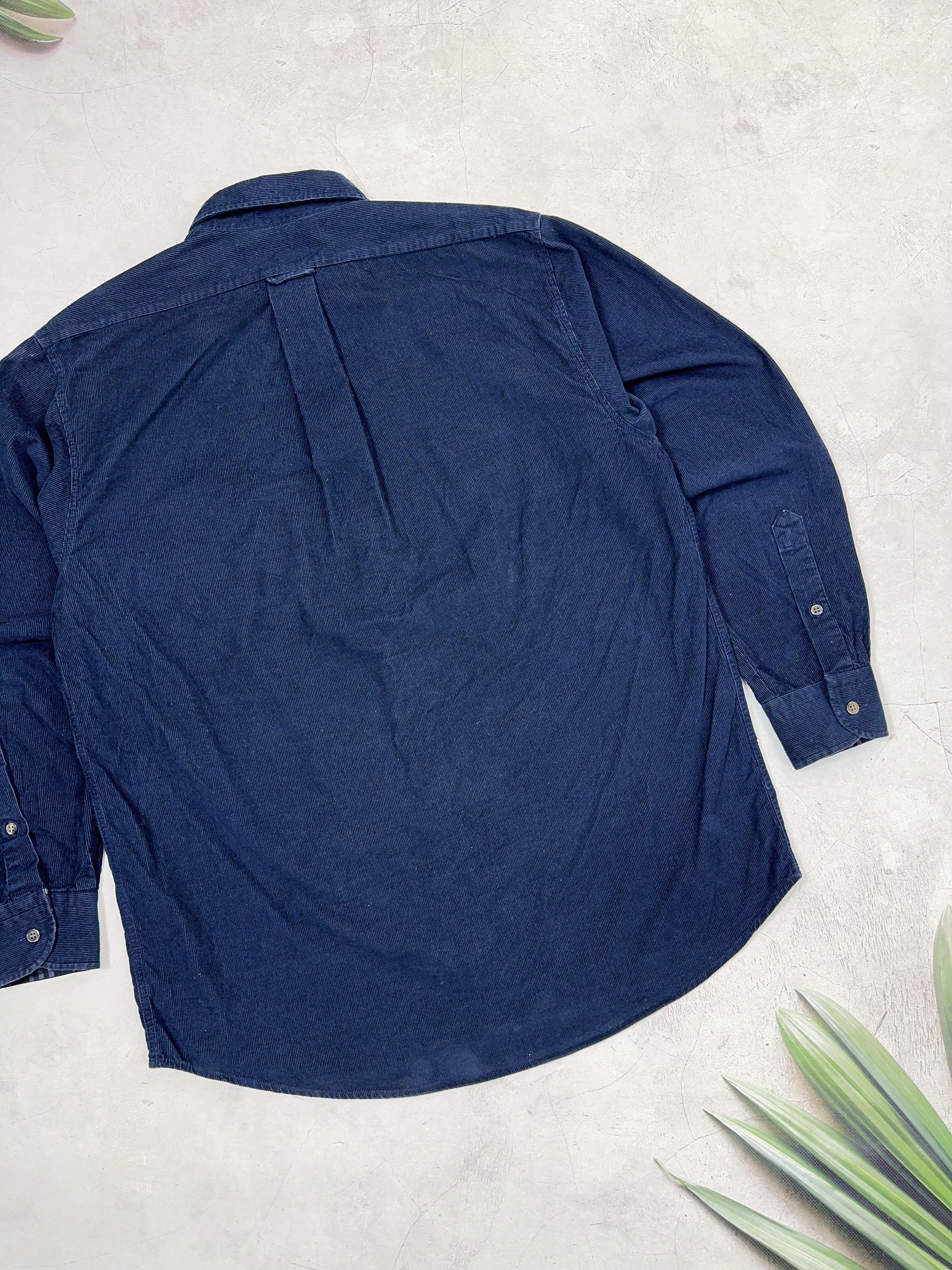 Burberry × Vintage Burberrys Corduroy Shirt Dark Blue & Nova Check Cuffs Size US L / EU 52-54 / 3 - 21 Thumbnail