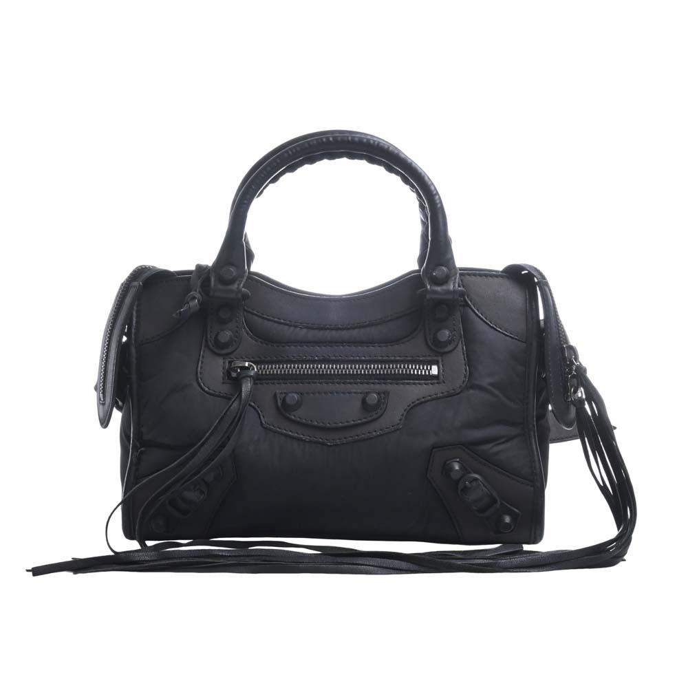 image of Balenciaga Nylon Classic Mini City Handbag Black, Women's