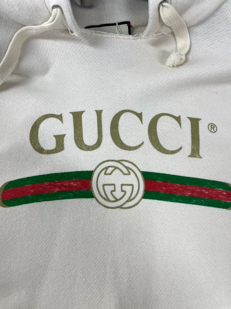 Gucci Gucci Beige Belt Logo Destroy Hoodie Sweatshirt 2502-Nextar Size US M / EU 48-50 / 2 - 3 Thumbnail