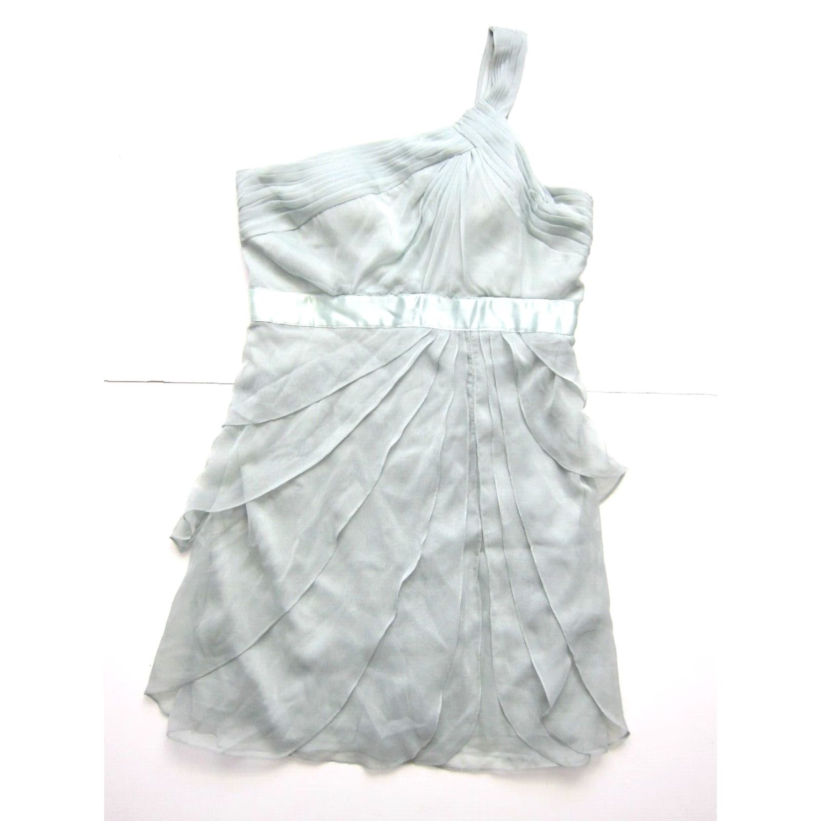 Adrianna Papell Adrianna Papell Mint Green Silky One Shoulder Ruched Party Formal Prom Dress 14 Size XL / US 12-14 / IT 48-50 - 2 Thumbnail