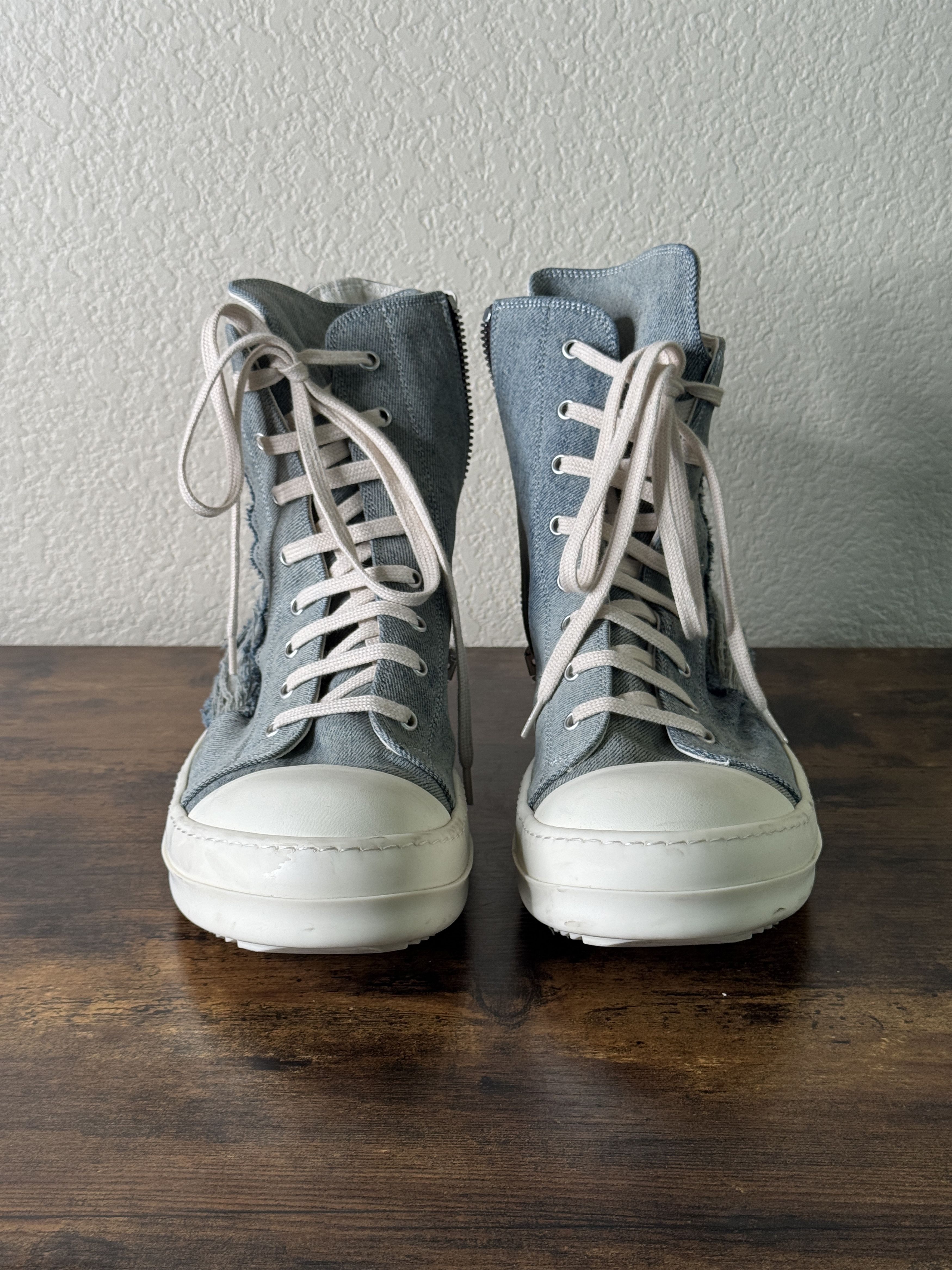 Rick Owens Drkshdw Rick Owens DRKSHDW Denim High-Top Ramones Size US 11 / EU 44 - 2 Thumbnail