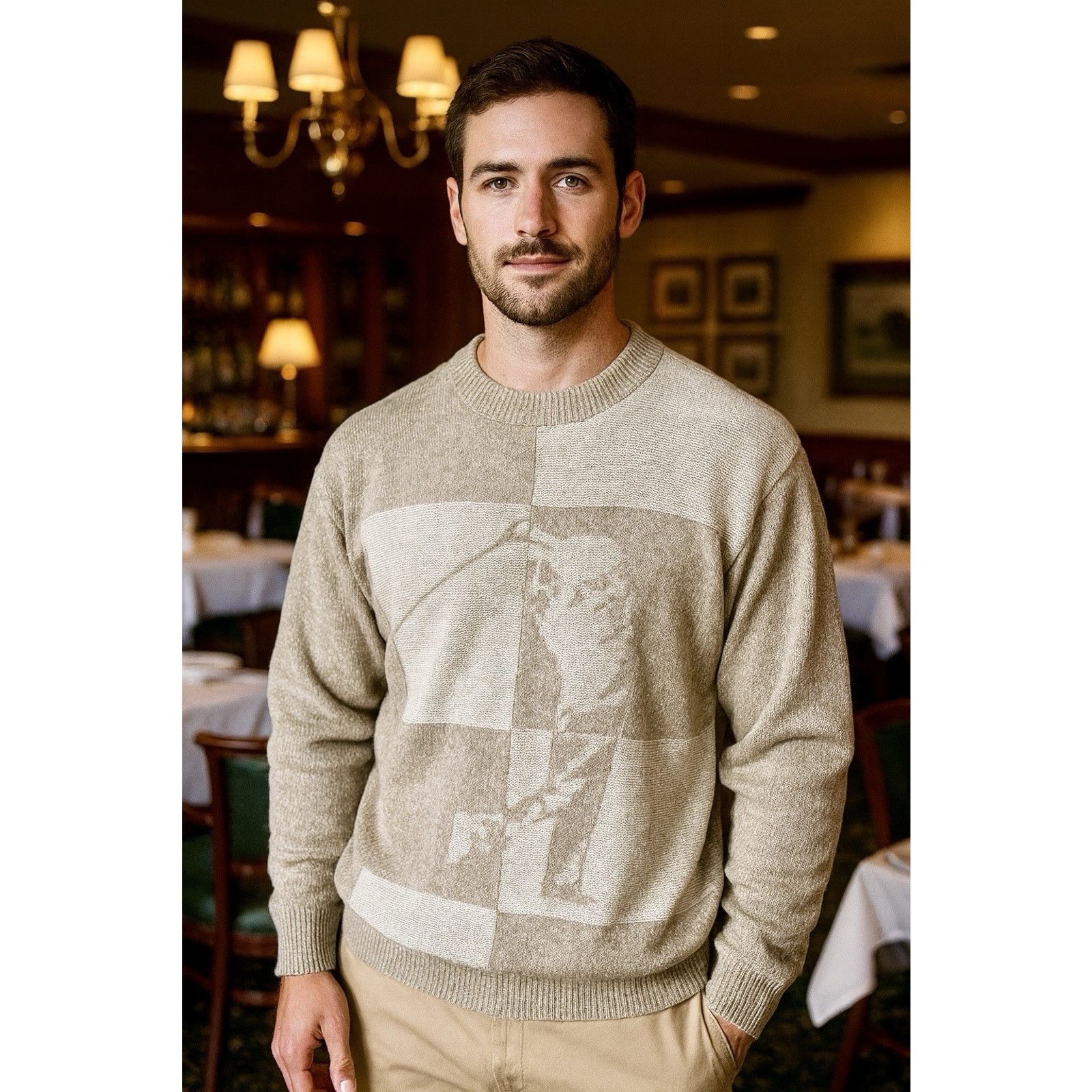 Haggar Golfer Beige Knit Sweater Sz L Country Club Frat Old Money Size US L / EU 52-54 / 3 - 1 Thumbnail