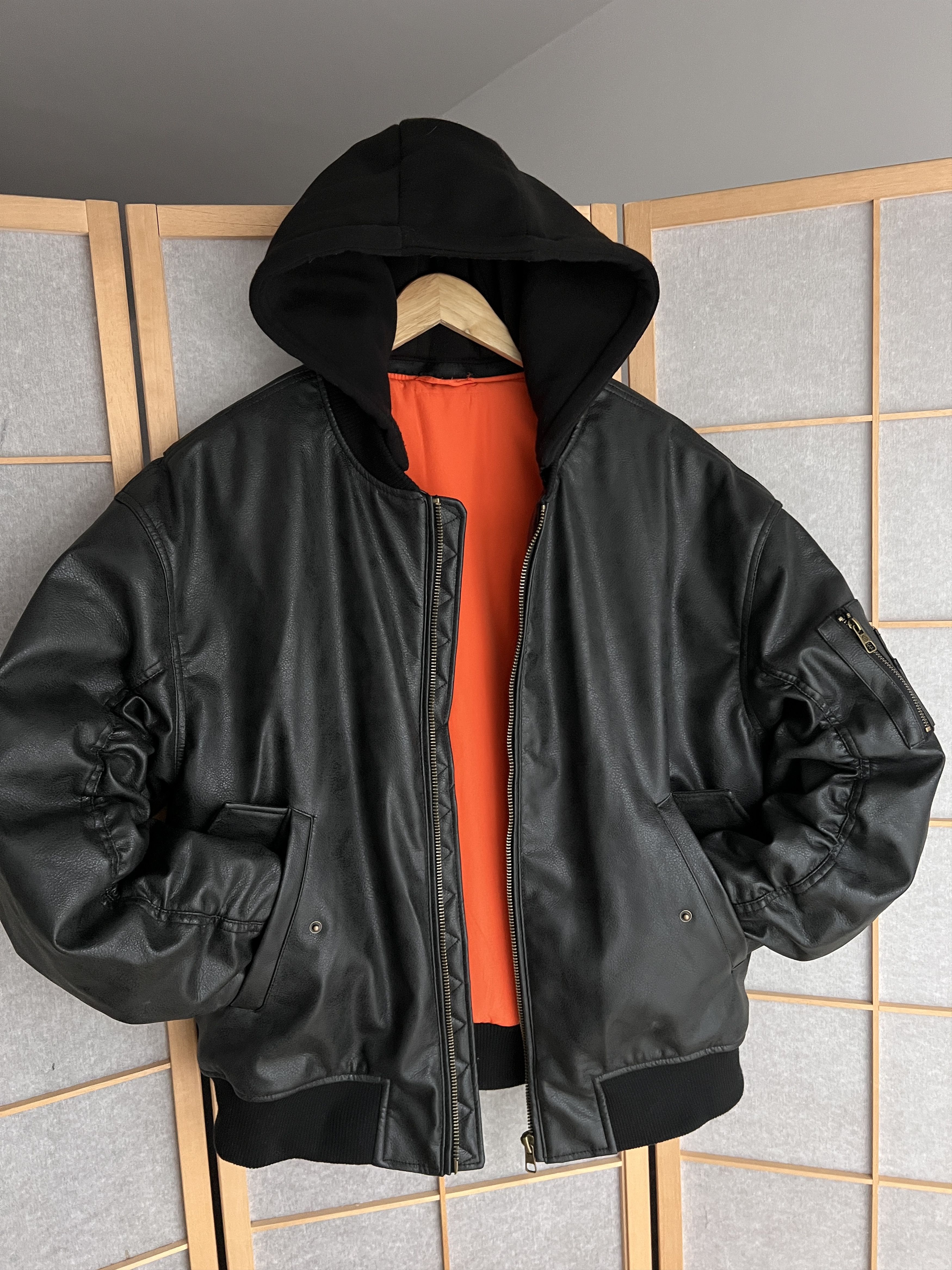 ジャケット・アウター MA1 leather bomber jacket archive opium MA-1 leather bomber jacket y2k baggy opium boxy flyer army