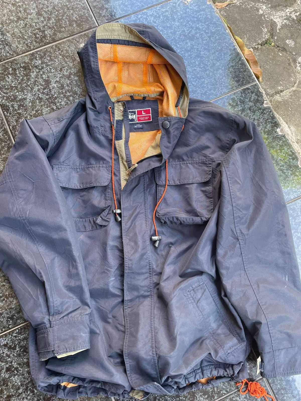 Stussy Stussy club jacket coated cotton brown sz large | Grailed