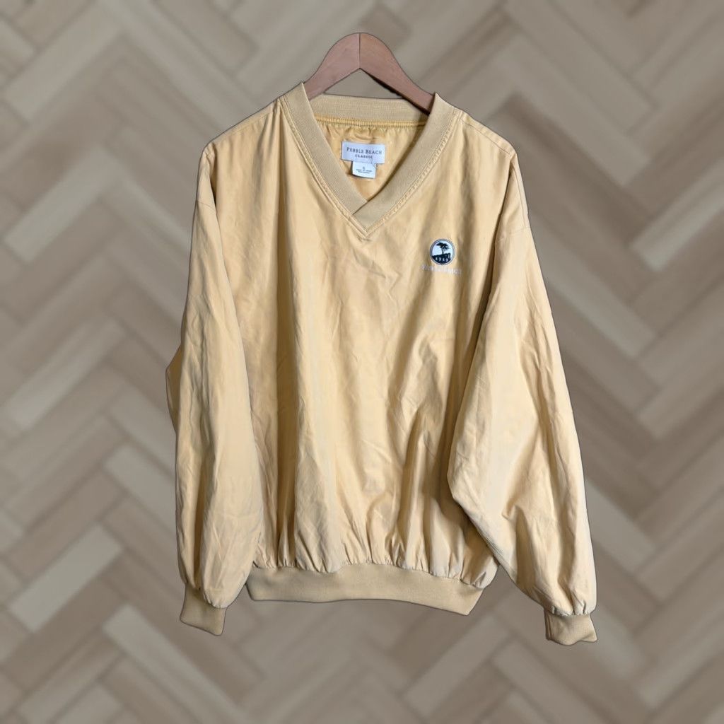 Vintage VINTAGE Pebble Beach Windbreaker Mens XL V-Neck Yellow Jacket Size US XL / EU 56 / 4 - 1 Thumbnail