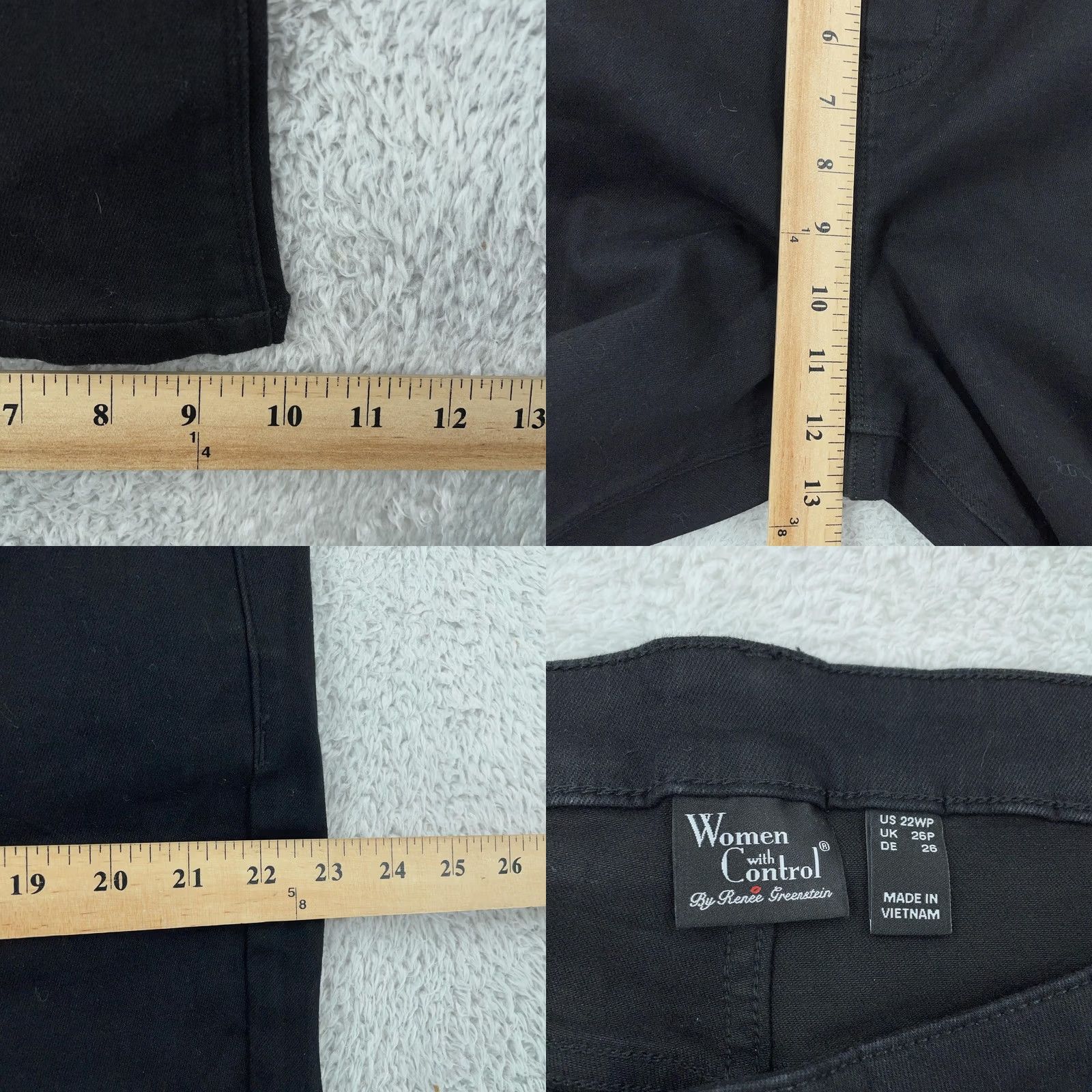 Vintage Women With Control Jeans Petite Black Bootcut Stretch Fits 42x27 Adult 22W Size 40" / US 18 - 8 Thumbnail