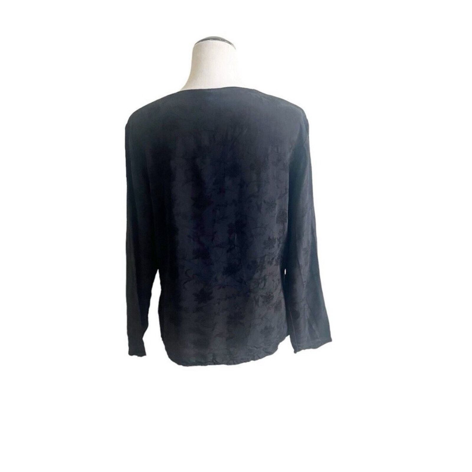 CP Shades CP Shades Blouse Medium Floral Jacquard Black Long Sleeve Size M / US 6-8 / IT 42-44 - 2 Thumbnail