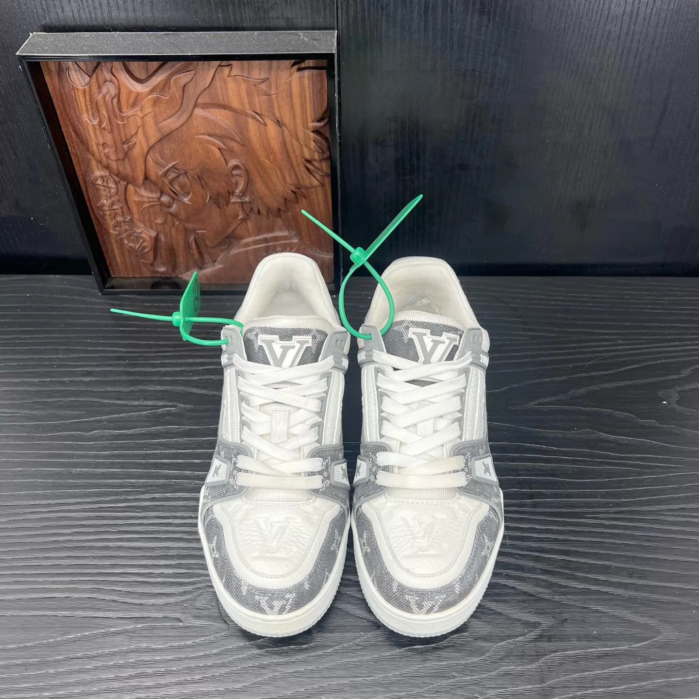 Louis Vuitton LV Trainer New Gray White Denim 36 Size US 5.5 / IT 35.5 - 4 Thumbnail