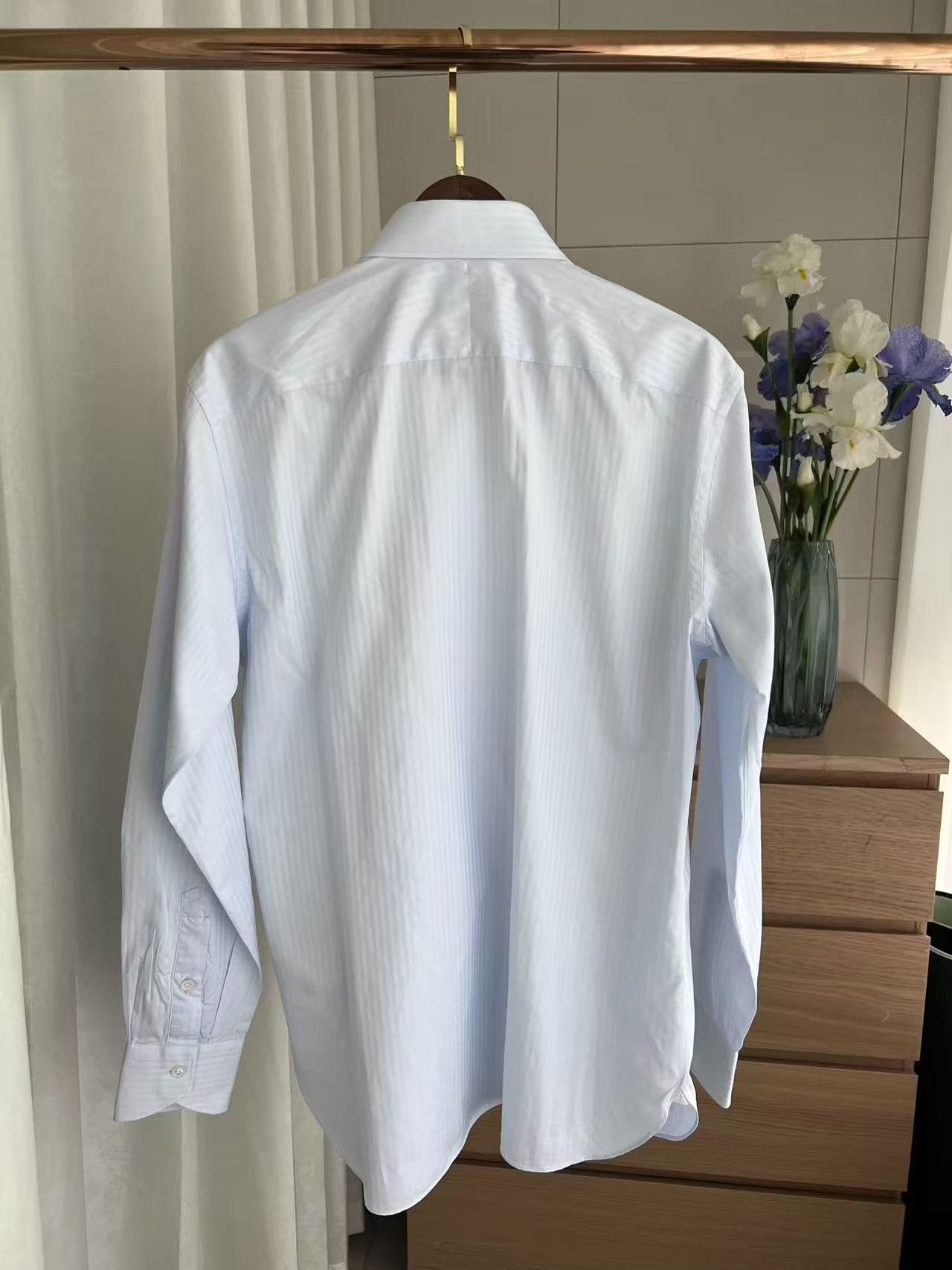 Ermenegildo Zegna ZEGAN Light Blue Pinstripe Shirt Size US M / EU 48-50 / 2 - 2 Thumbnail