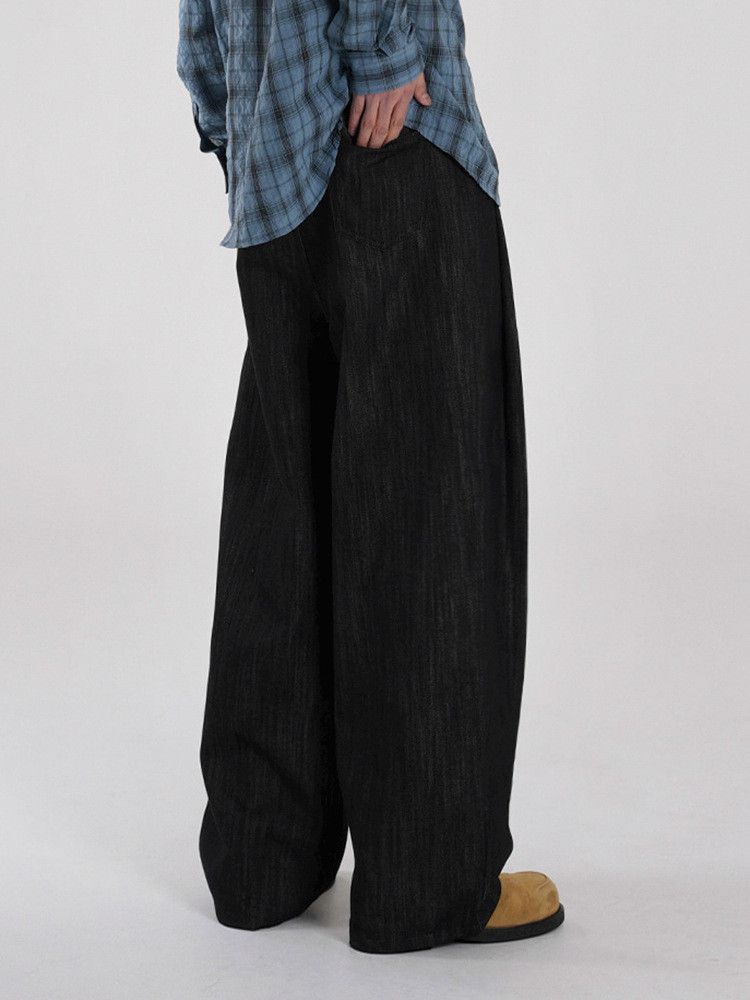 Japanese Brand Retro black loose wide leg jeans Size US 32 / EU 48 - 2 Thumbnail