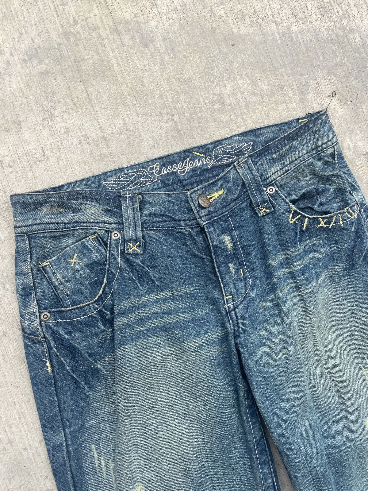 If Six Was Nine 💥RARE💥2000s JAPANESE BRAND CASSE JEANS CRAZY WHISKER FLARE Size 29" - 3 Thumbnail