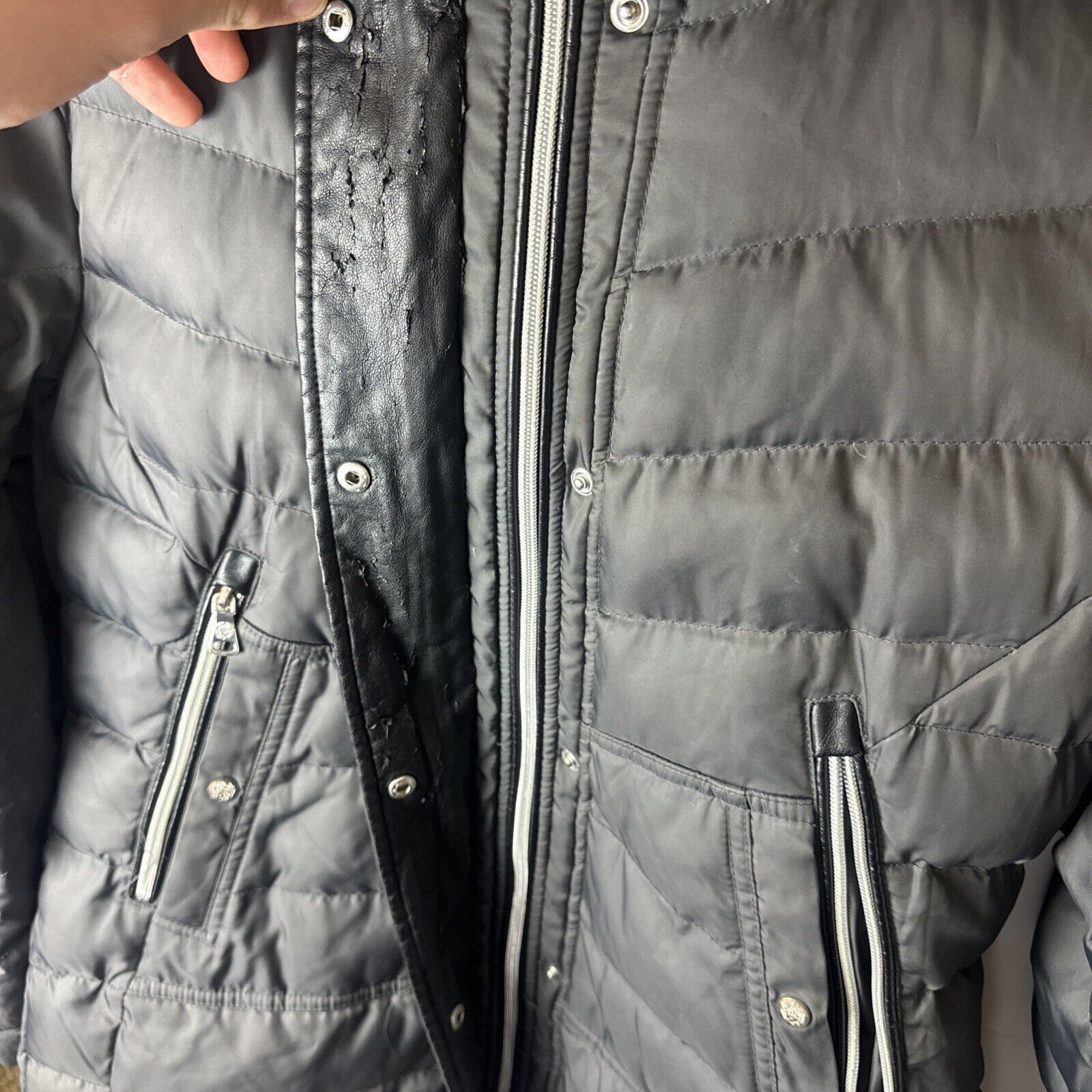 Vince Camuto VINCE CAMUTO Women's M grey Full Zip Quilted Hooded Puffer Size M / US 6-8 / IT 42-44 - 8 Thumbnail