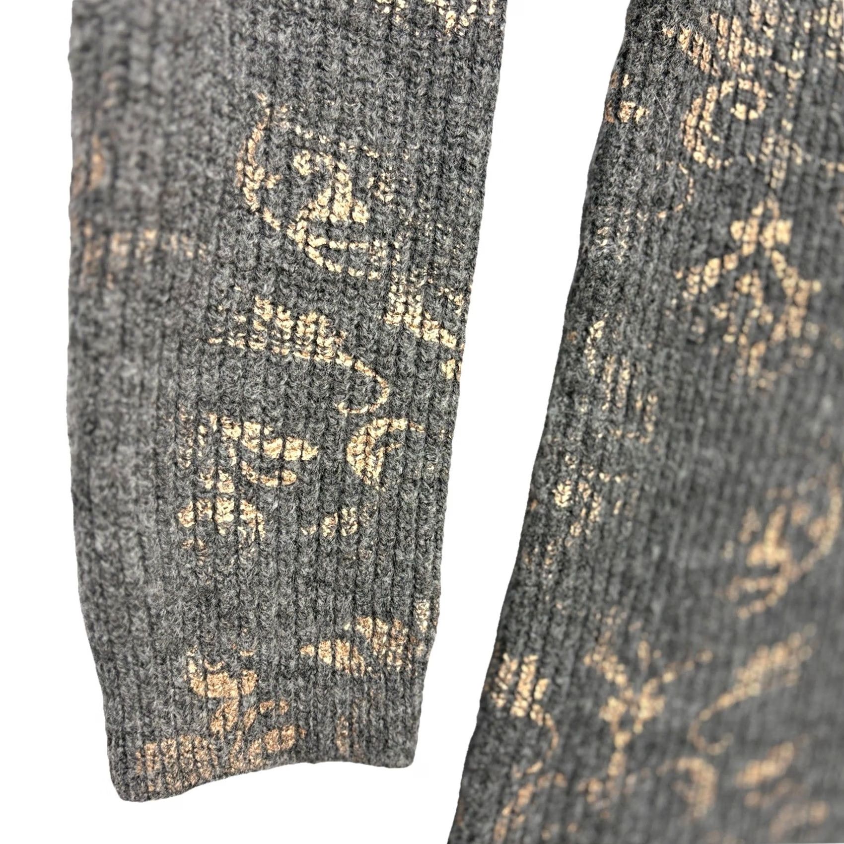 Vintage Revolve Stitches & Stripe Sweater S Gray Rose Gold Foil Print Crewneck Hi Low Pullover Women Size S / US 4 / IT 40 - 3 Thumbnail