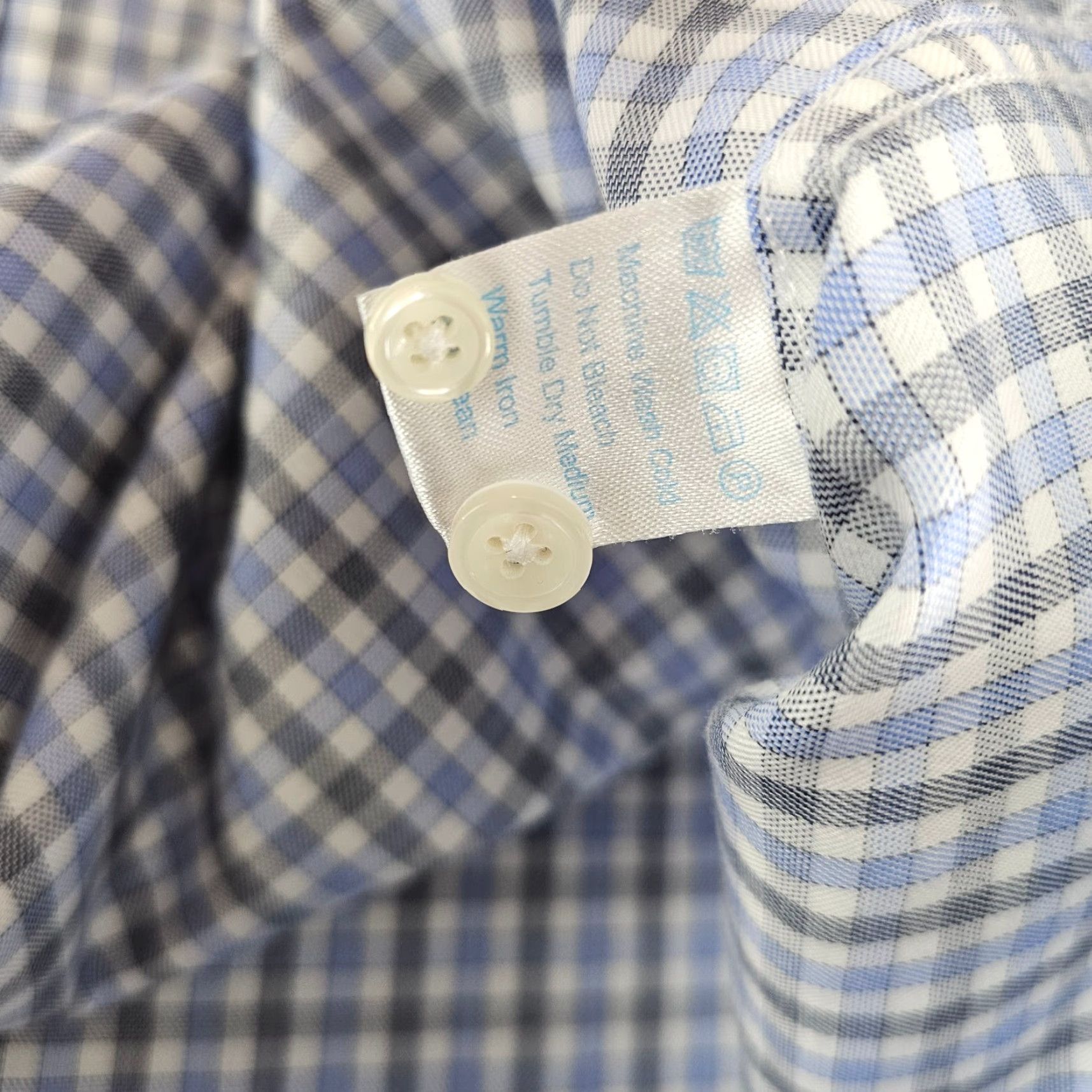 Vintage Twillory Dress Shirt Mens Size 15.5 32/33 Blue Check Button-Up Knit Cotton Regular Fit Non-Iron Easy Care Size 42R - 6 Thumbnail