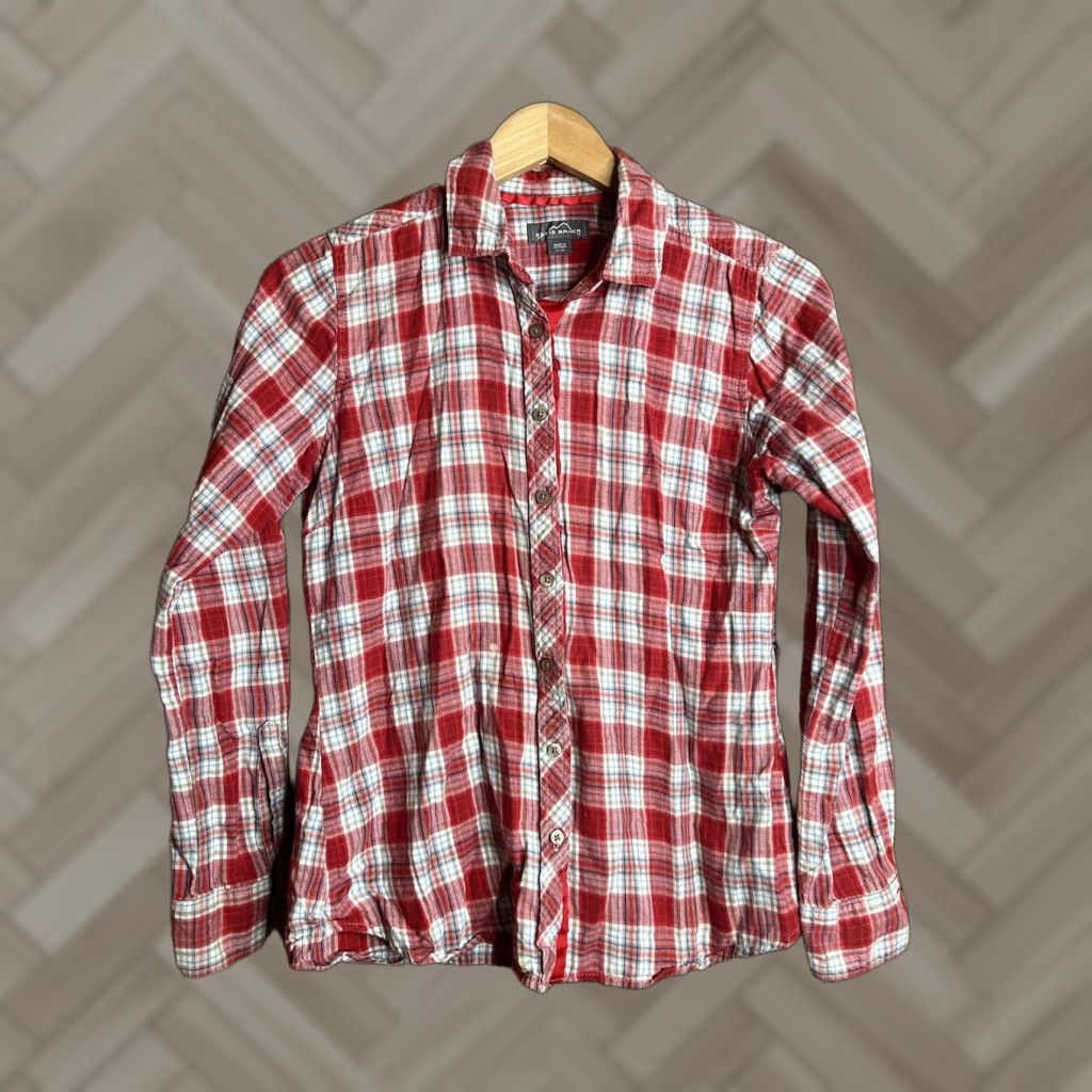 Eddie Bauer Eddie Bauer Shirt Women's Long Sleeve Plaid Red Button-Up Casual Winter Fall Small Size S / US 4 / IT 40 - 1 Thumbnail