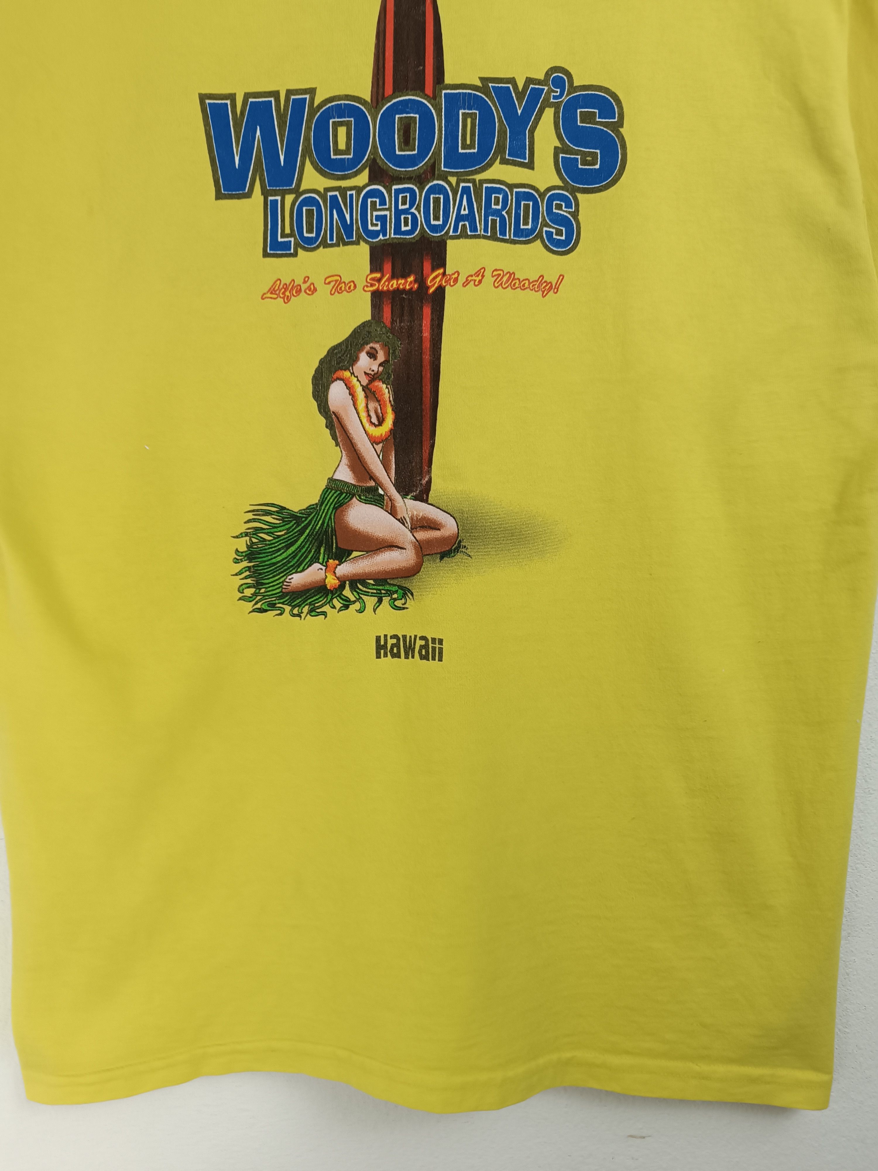 Vintage VINTAGE 90'S WOODY'S LONGBOARD HAWAII ALOHA SEXY BEACH TEE Size US L / EU 52-54 / 3 - 15 Thumbnail