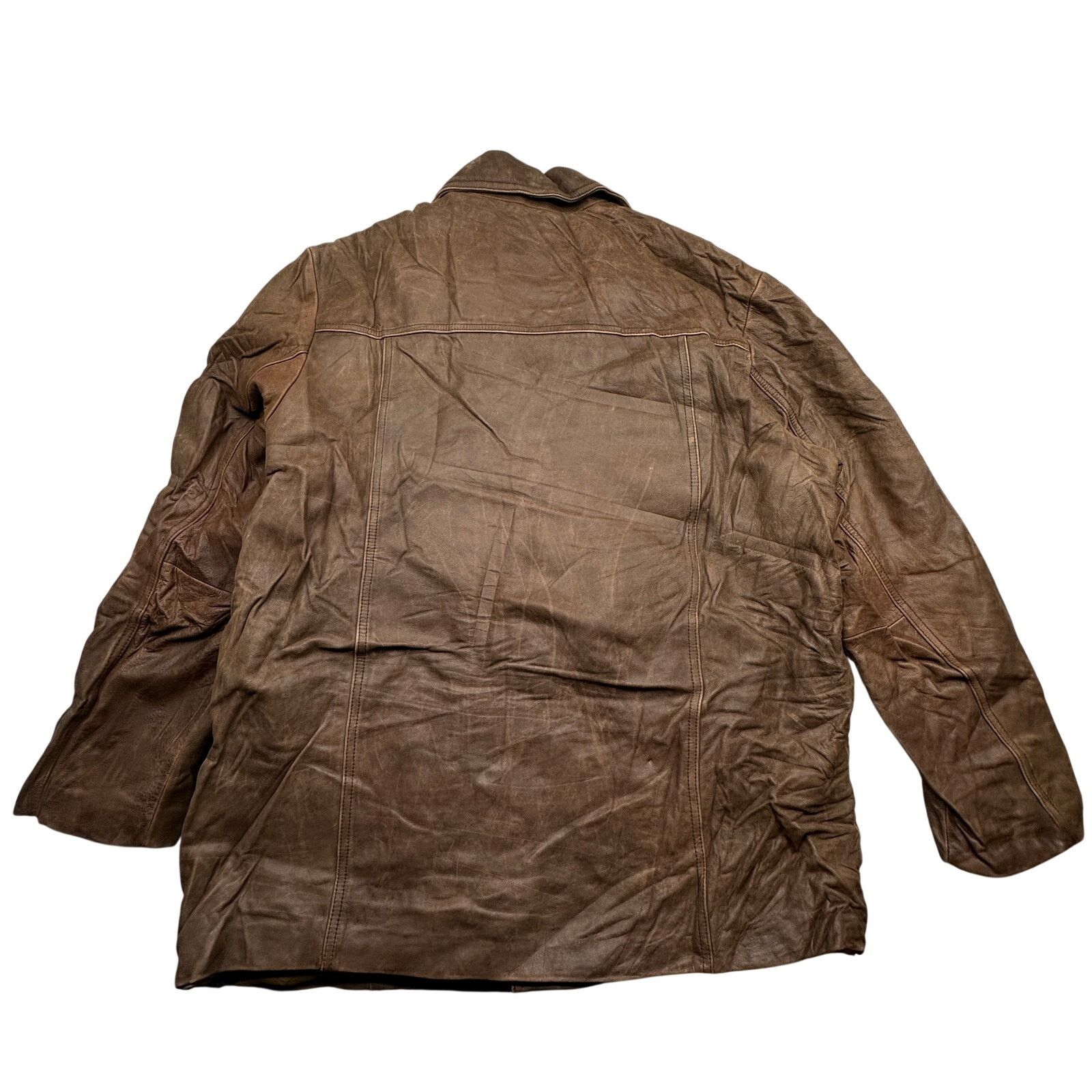Dockers Vintage Dockers Brown Distressed Leather Coat Men XL Trench Size US XL / EU 56 / 4 - 2 Thumbnail