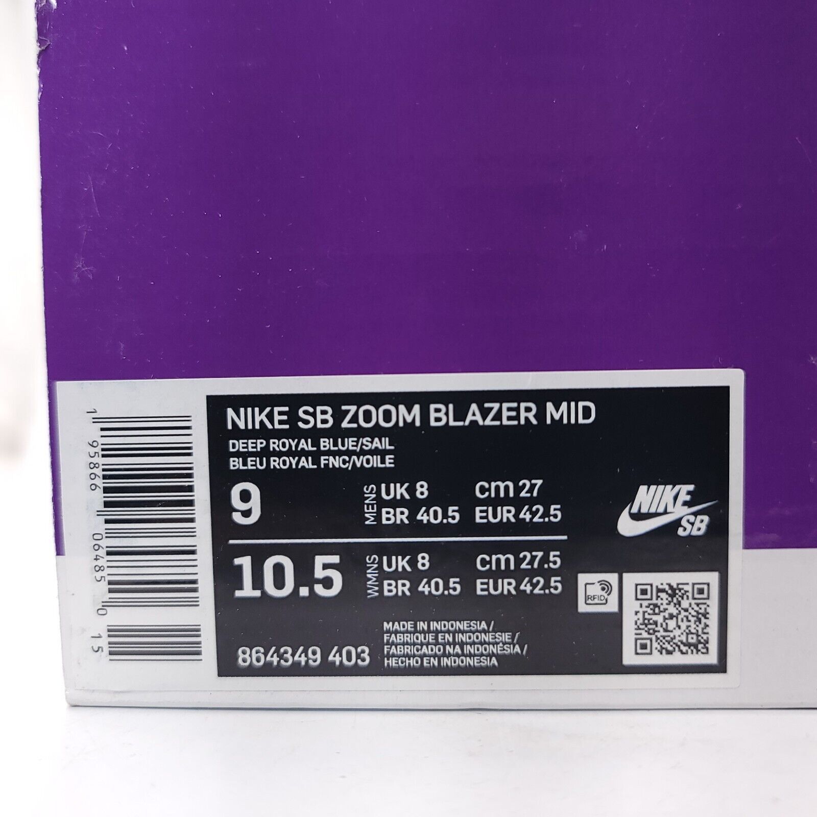Nike Nike SB Zoom Blazer Mid Shoe Mens Size 9 864349-403 Blue Size US 9 / EU 42 - 10 Thumbnail