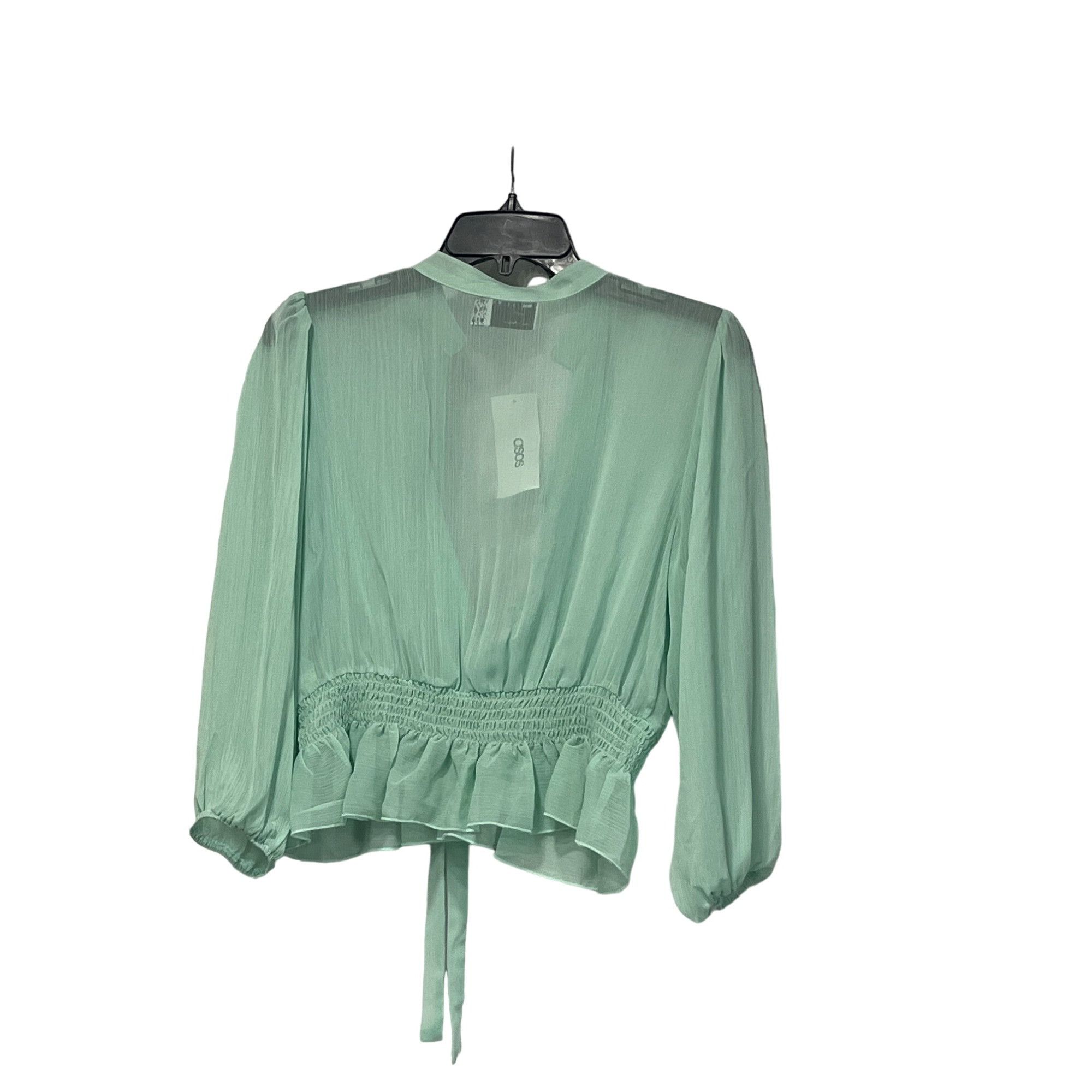 Other Asos Design Shirred Waist Sheer Long Sleeve Blouse, Mint gre Size M / US 6-8 / IT 42-44 - 9 Thumbnail